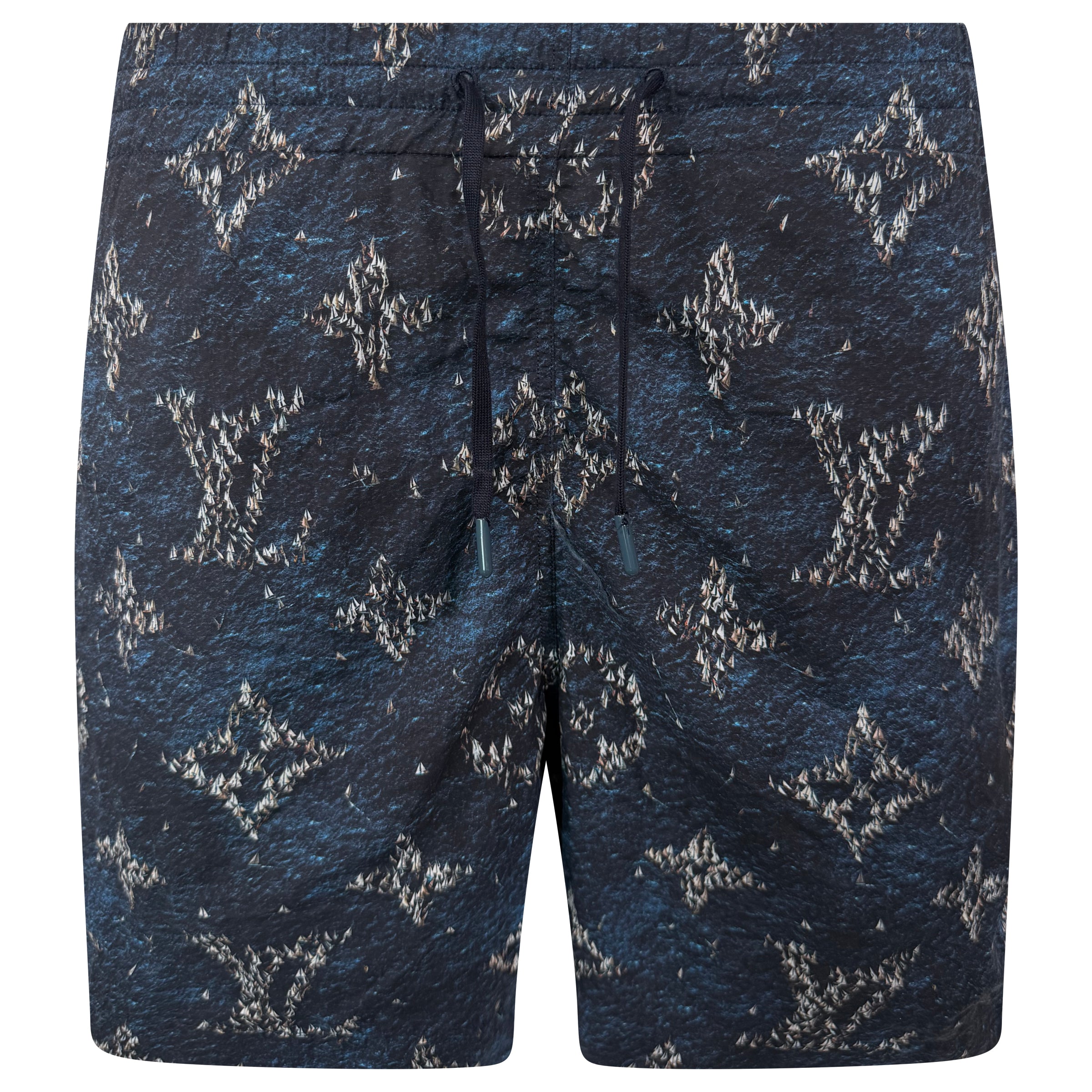 LOUIS VUITTON PRINTED BLUE MONOGRAM SWIM SHORTS - X (36W) | PRE OWNED