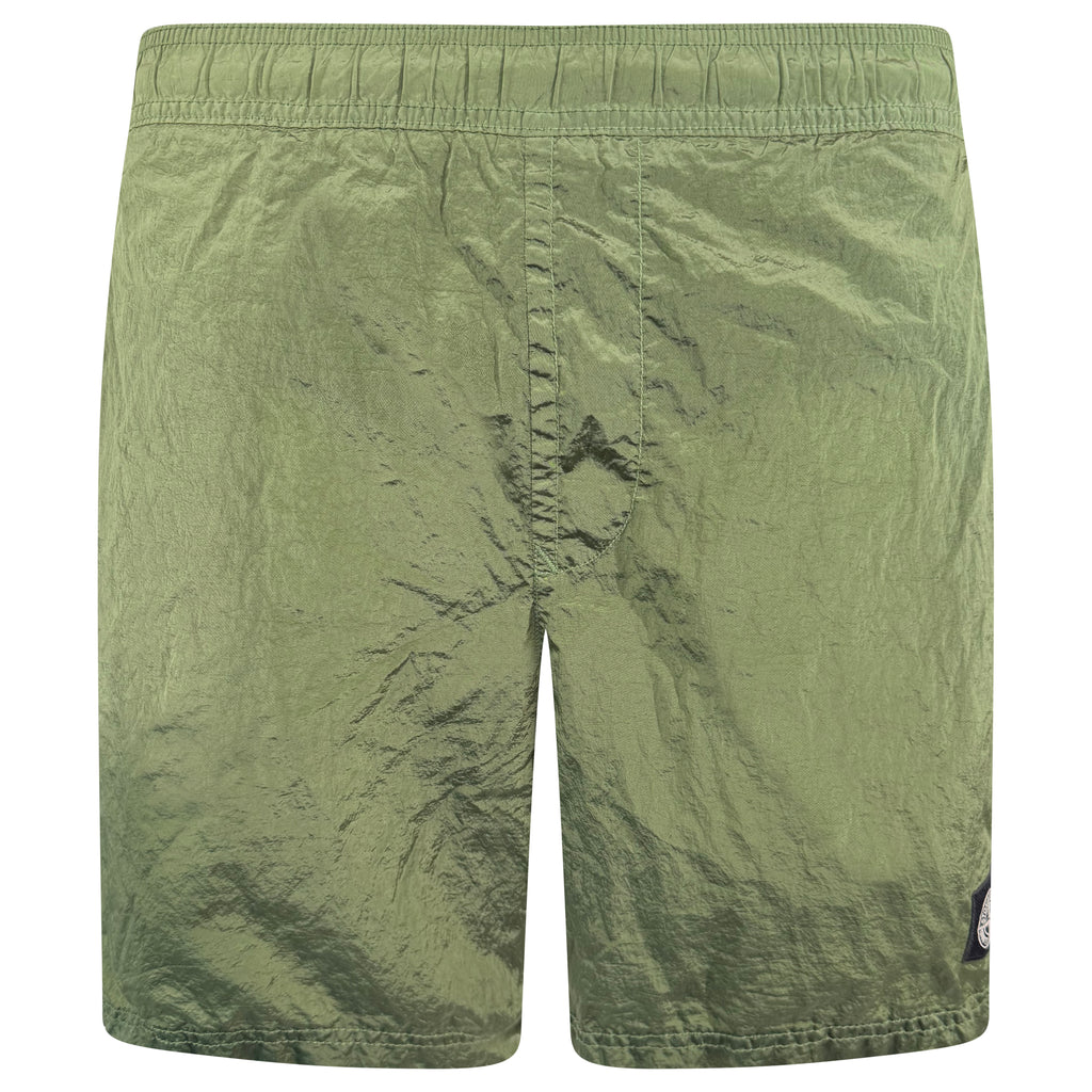 STONE ISLAND KHAKI METAL NYLON SWIM SHORTS - LARGE | PRE OWNED