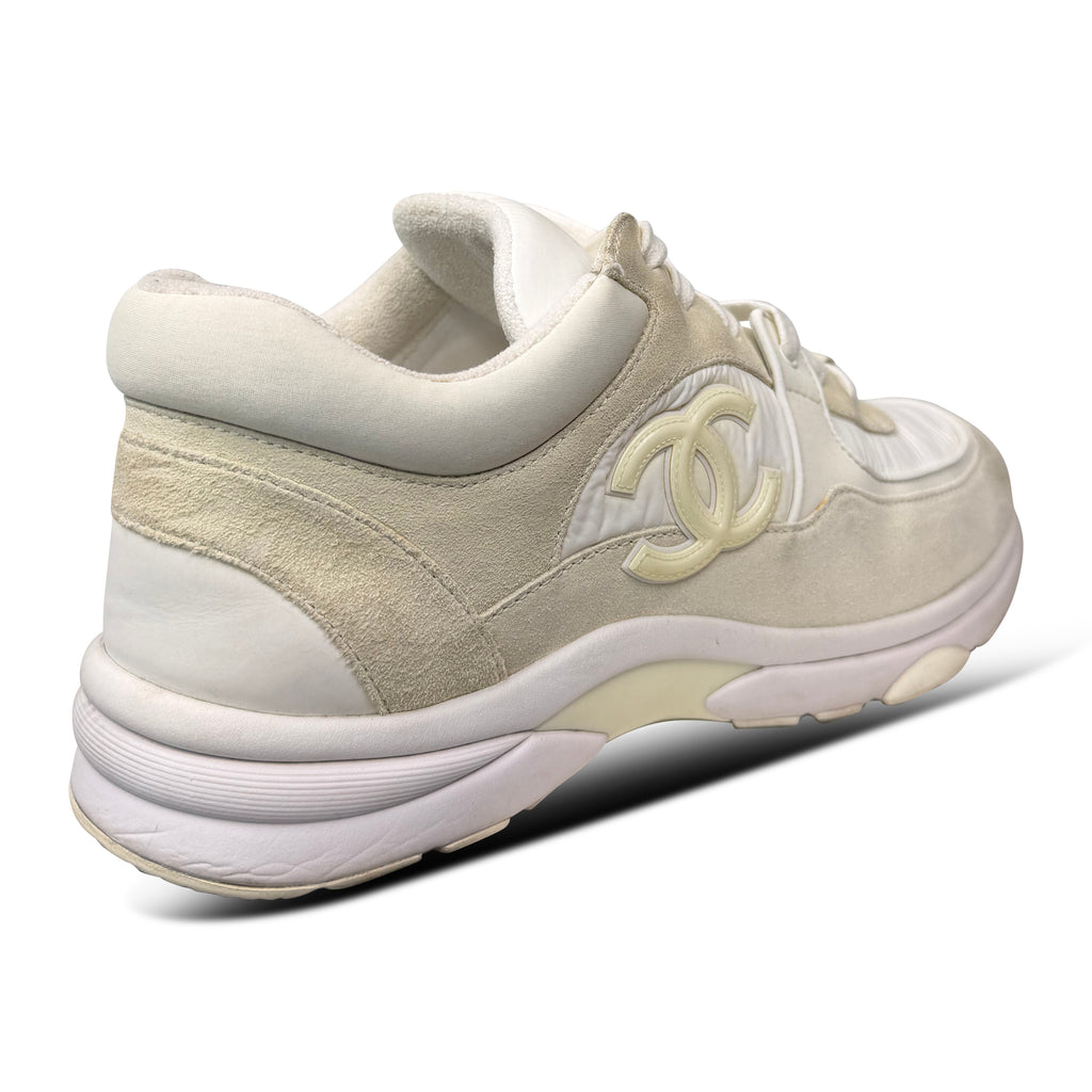 CHANEL TRIPLE WHITE / BEIGE TRAINER - UK 6 (40) | PRE OWNED