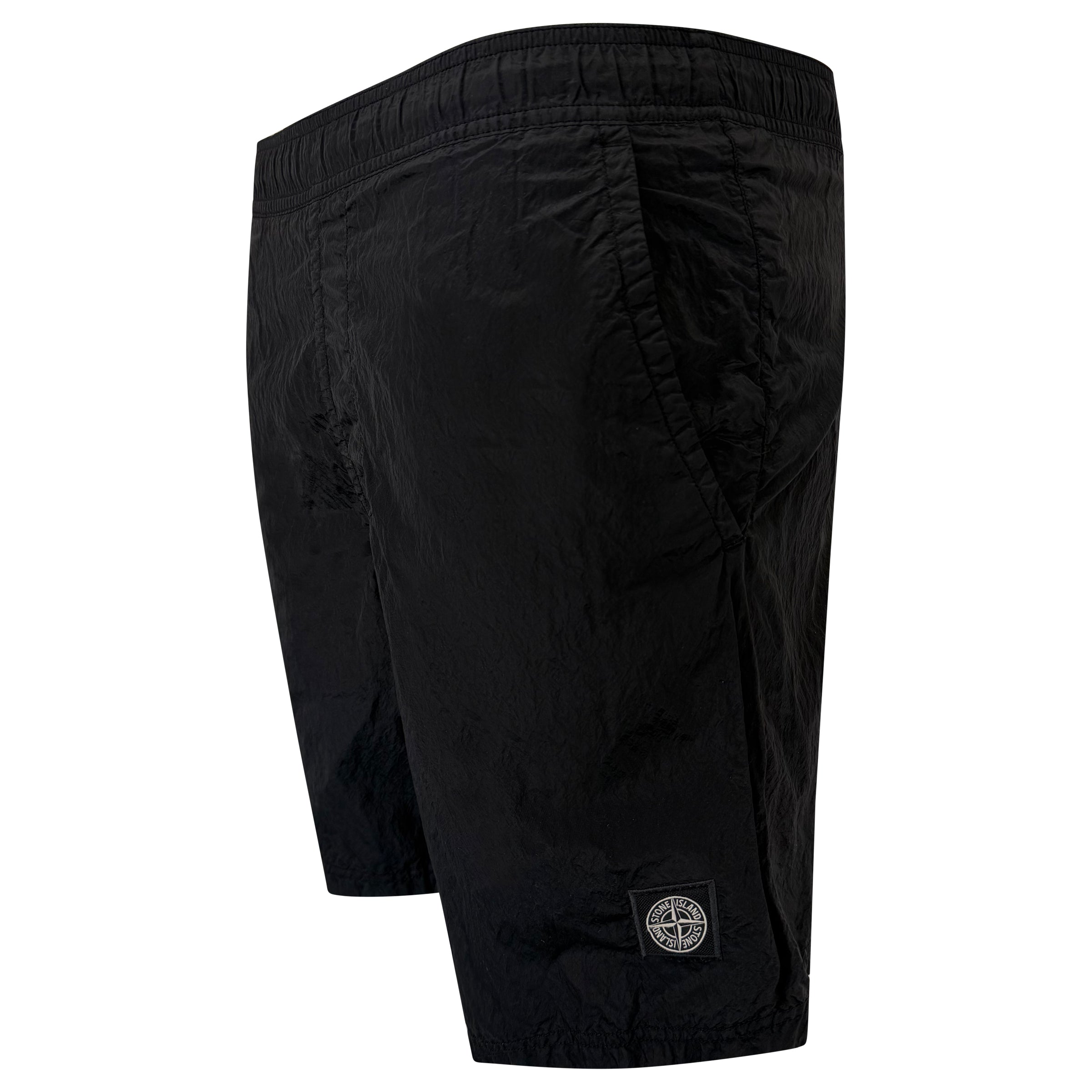STONE ISLAND BLACK LOGO SWIM SHORTS - MEDIUM