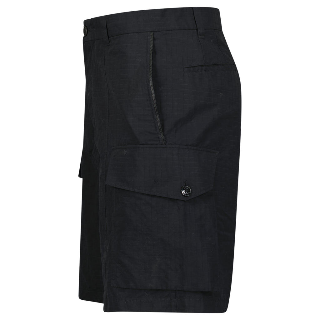 LOUIS VUITTON BLACK MONOGRAM NYLON CARGO SHORTS - MEDIUM (48) | PRE OWNED
