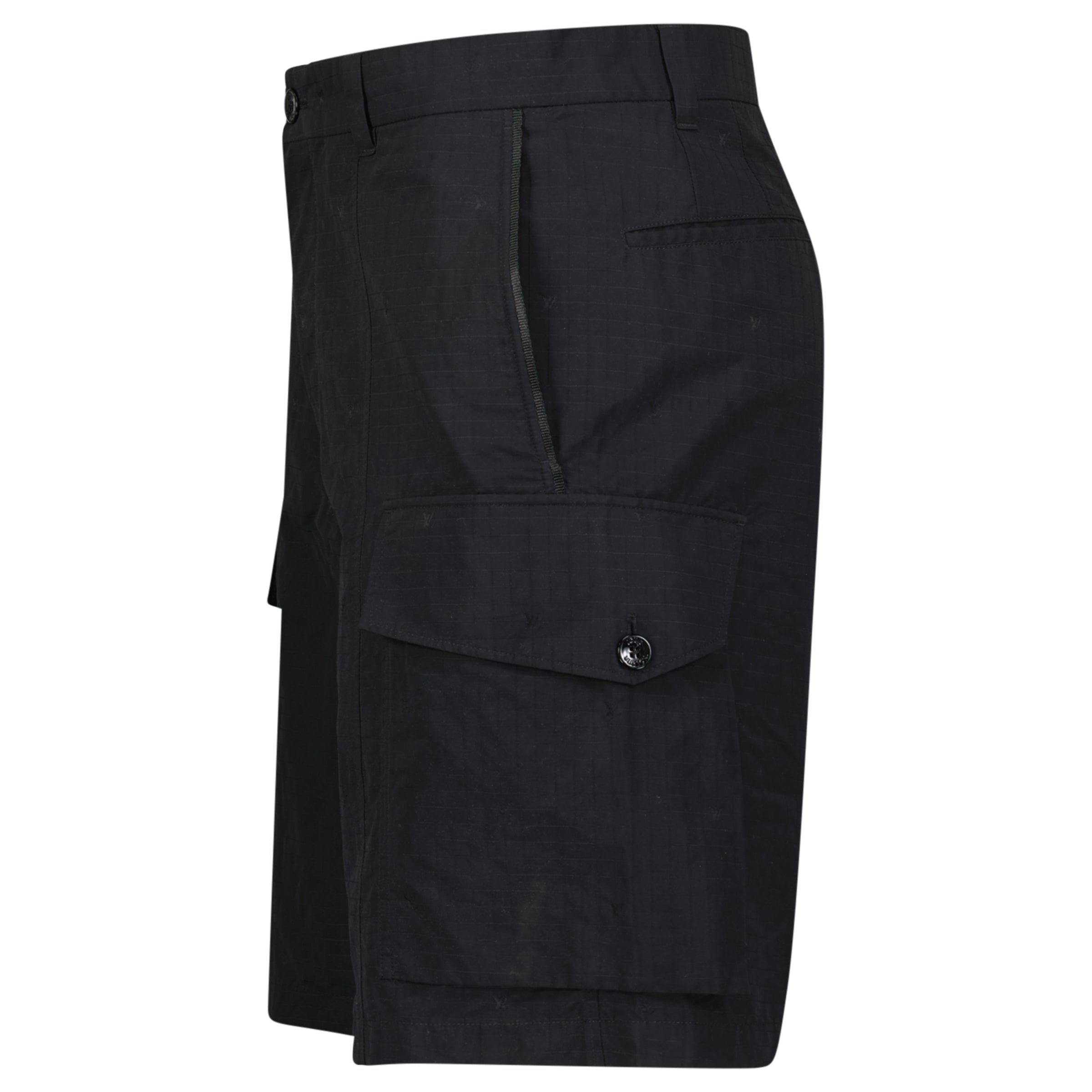 LOUIS VUITTON BLACK MONOGRAM NYLON CARGO SHORTS - MEDIUM (48) | PRE OWNED