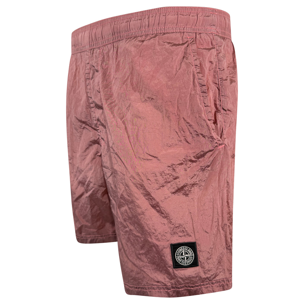 STONE ISLAND PINK METAL NYLON SWIM SHORTS - LARGE | PRE OWNED