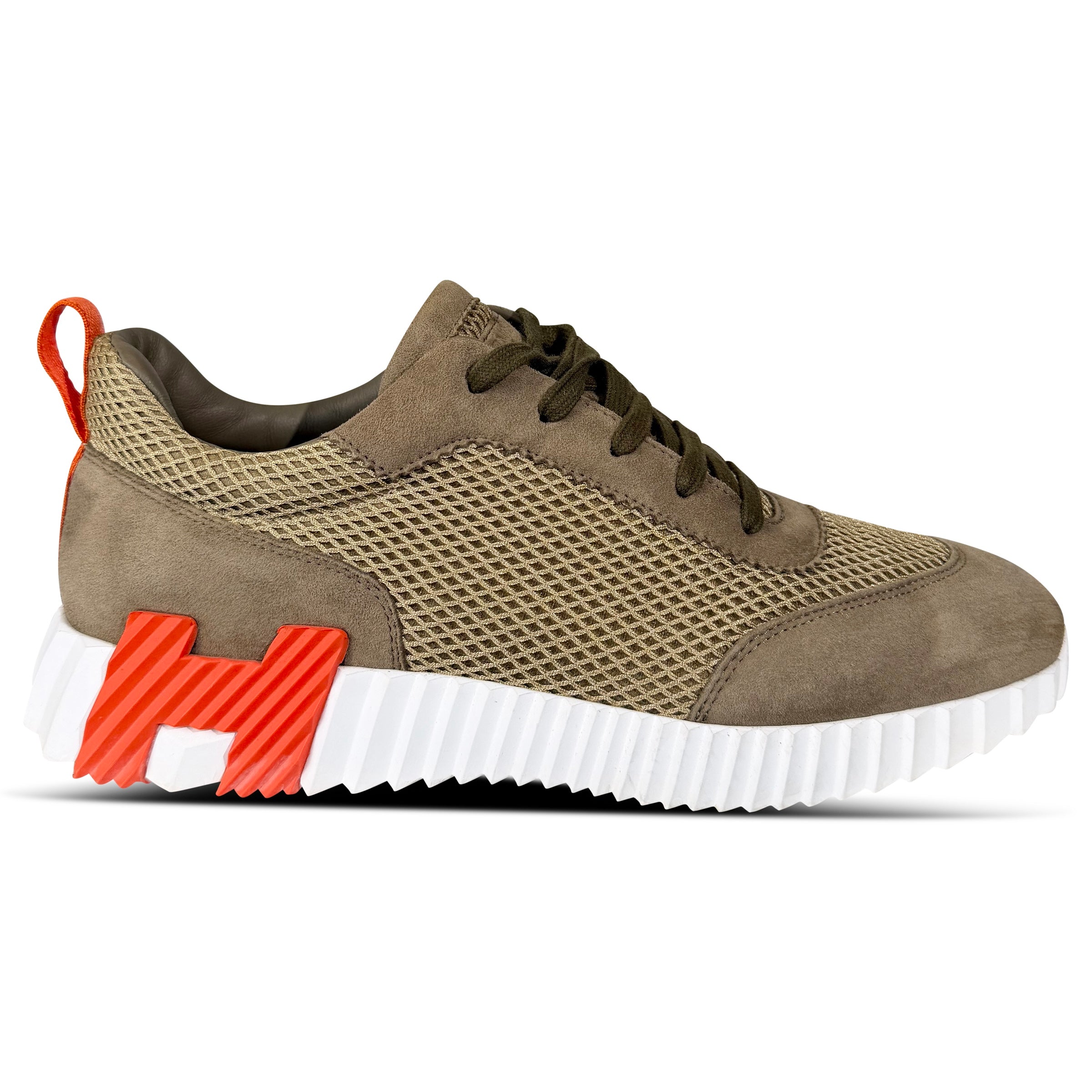 HERMES BOUNCING KHAKI TRAINER - UK 8 (Fits 8.5) | PRE OWNED