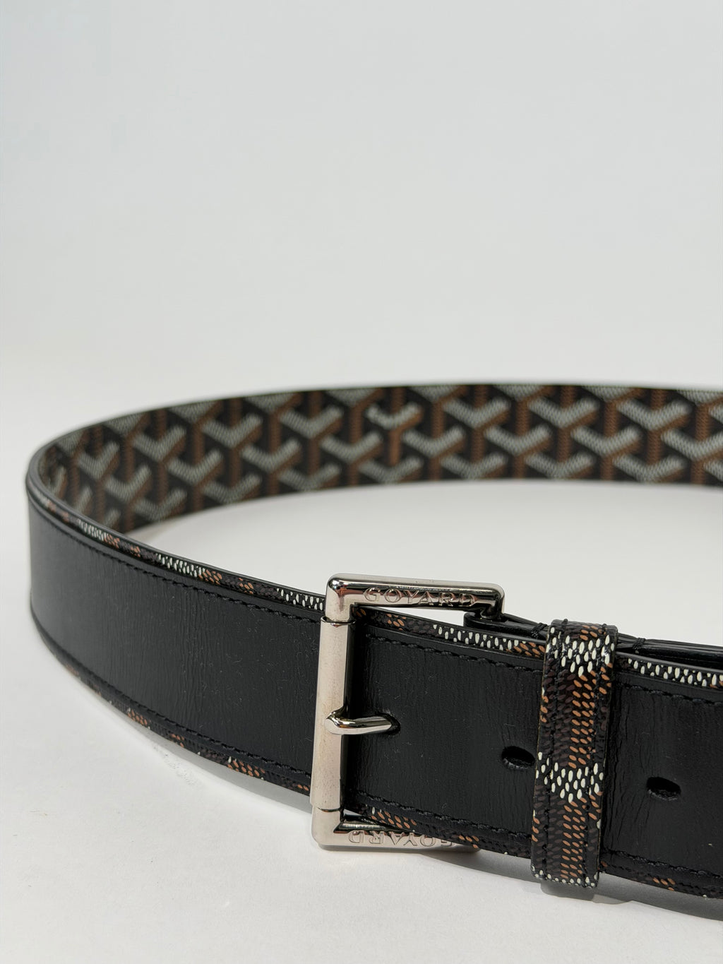 GOYARD FLORIDA CANVAS BELT BLACK / BEIGE - 105CM (34-38W) | PRE OWNED