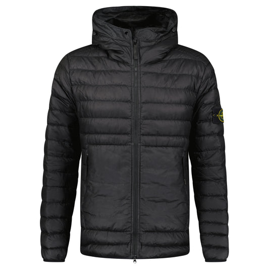 STONE ISLAND BLACK QUILTED JACKET - LARGE