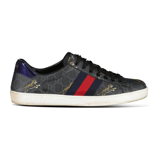 GUCCI NAVY MONOGRAM LOW GREY TRIANER - UK 9 (43)