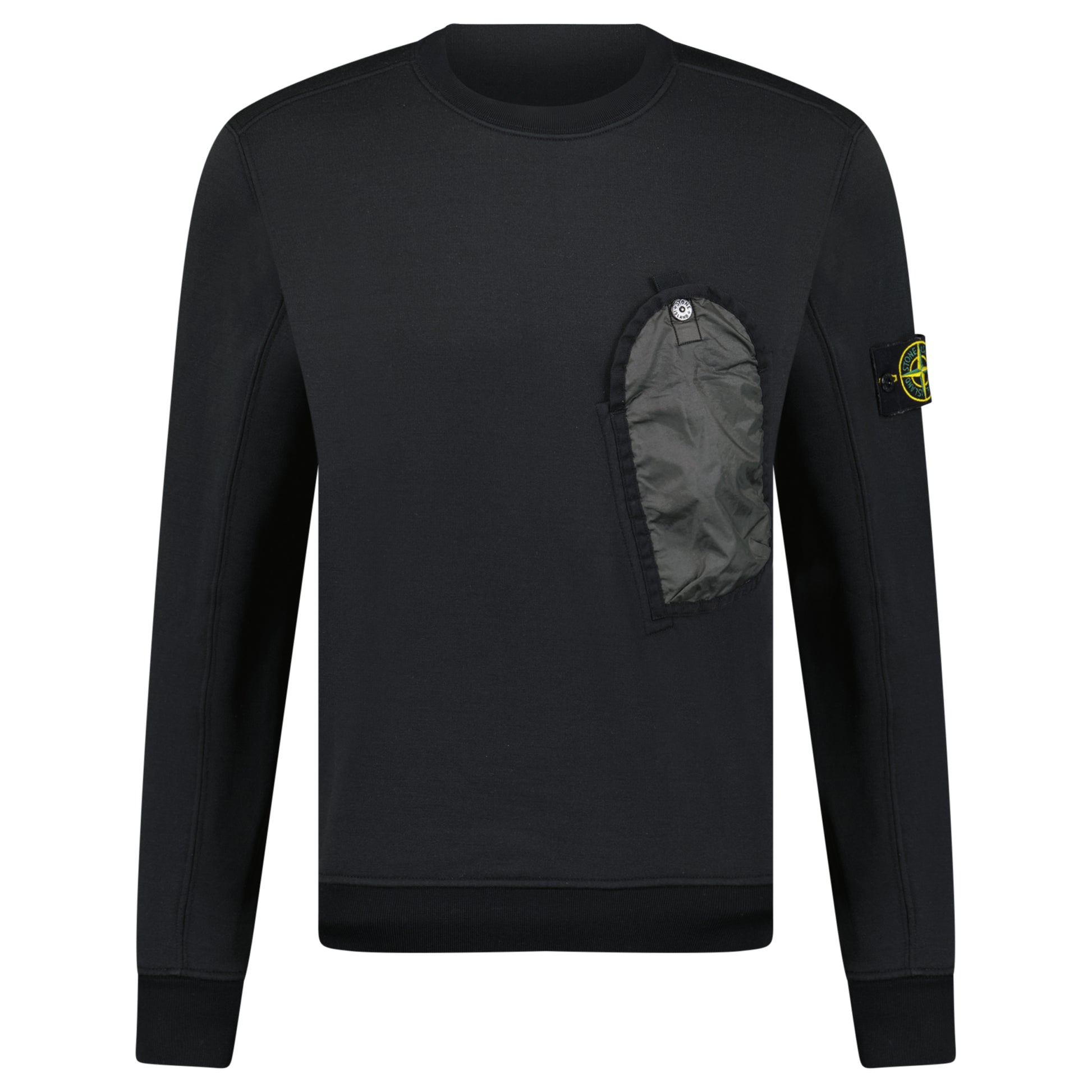 STONE ISLAND BLACK NYLON POCKETSWEATSHIRT - SMALL (Fits S/M)