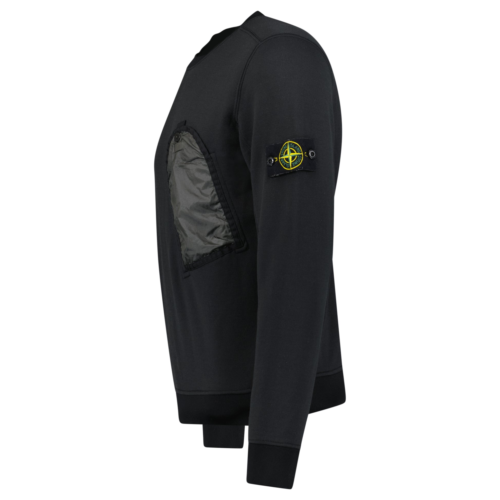 STONE ISLAND BLACK NYLON POCKETSWEATSHIRT - SMALL (Fits S/M)