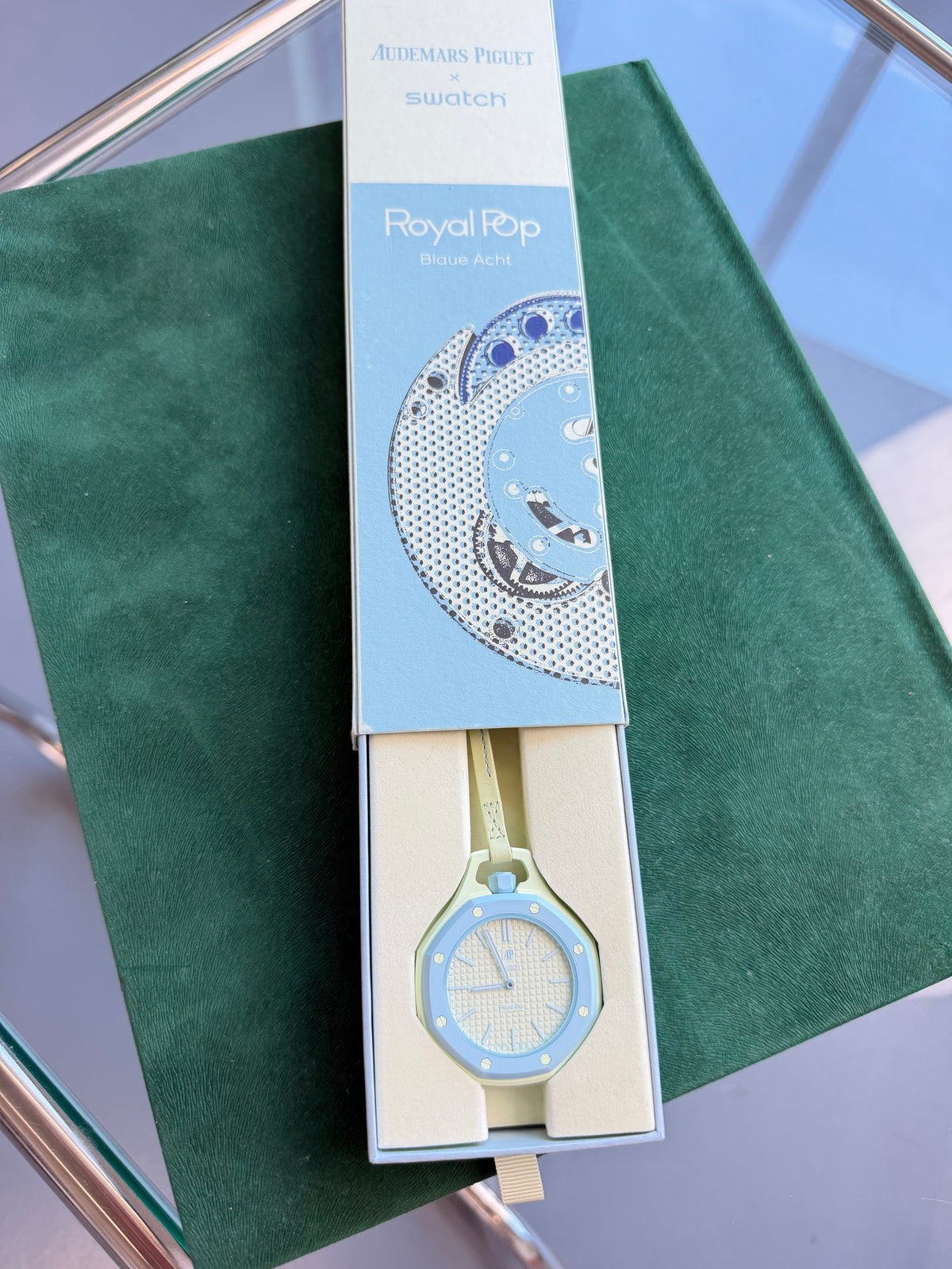 SWATCH X AUDEMARS PIGUET BIOCERAMIC ROYAL POP "BLUE ACHT" WATCH | NEW