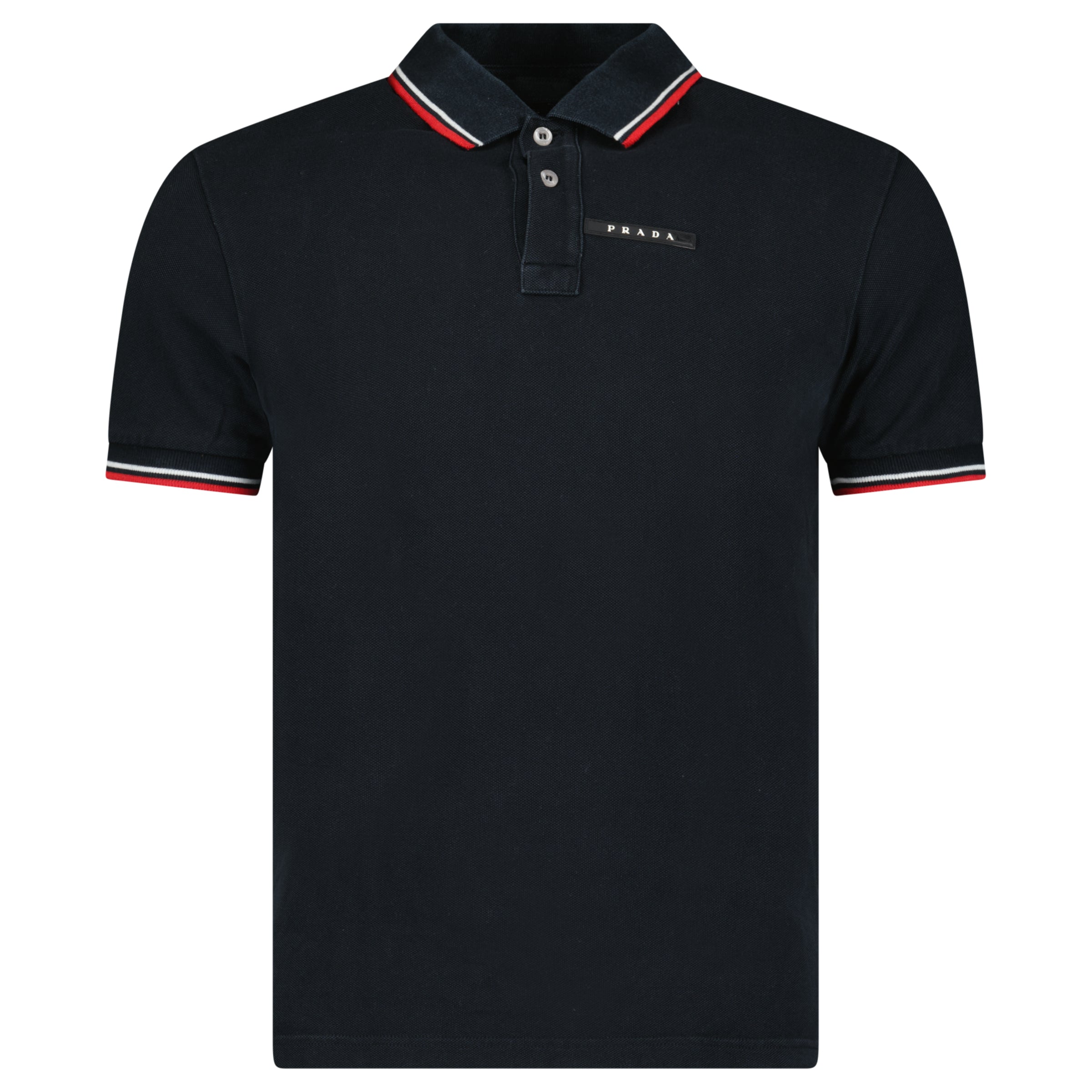 PRADA LOGO POLO SHIRT BLACK - MEDIUM (Fits Small) | PRE OWNED