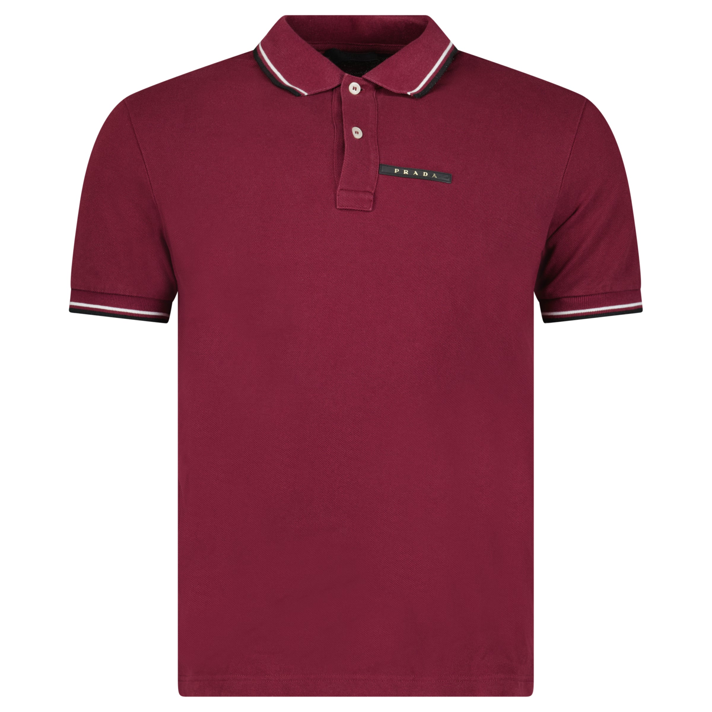 PRADA LOGO POLO SHIRT BURGUNDY - MEDIUM (Fits Small) | PRE OWNED