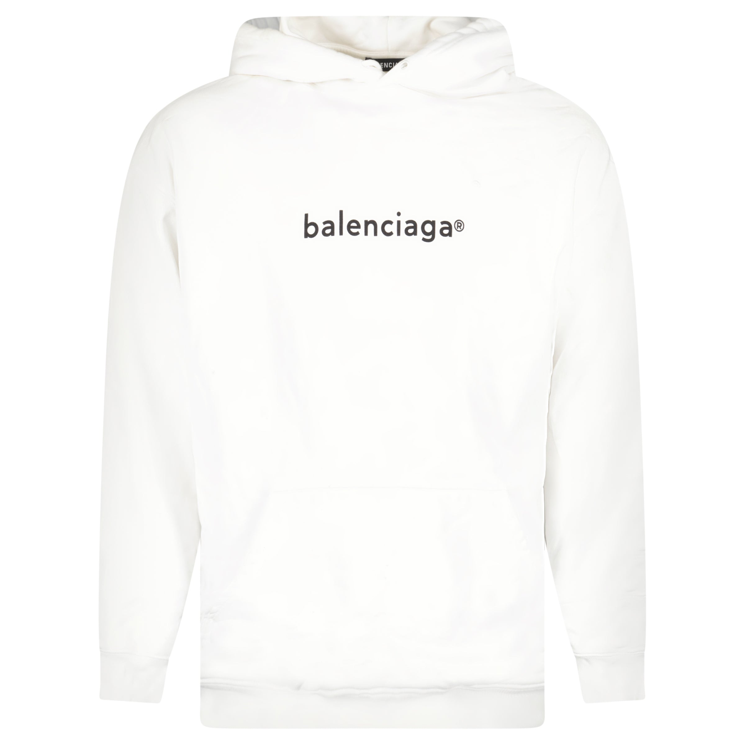 BALENCIAGA WHITE LOGO HOODIE - LARGE (Fits XL) | PRE OWNED