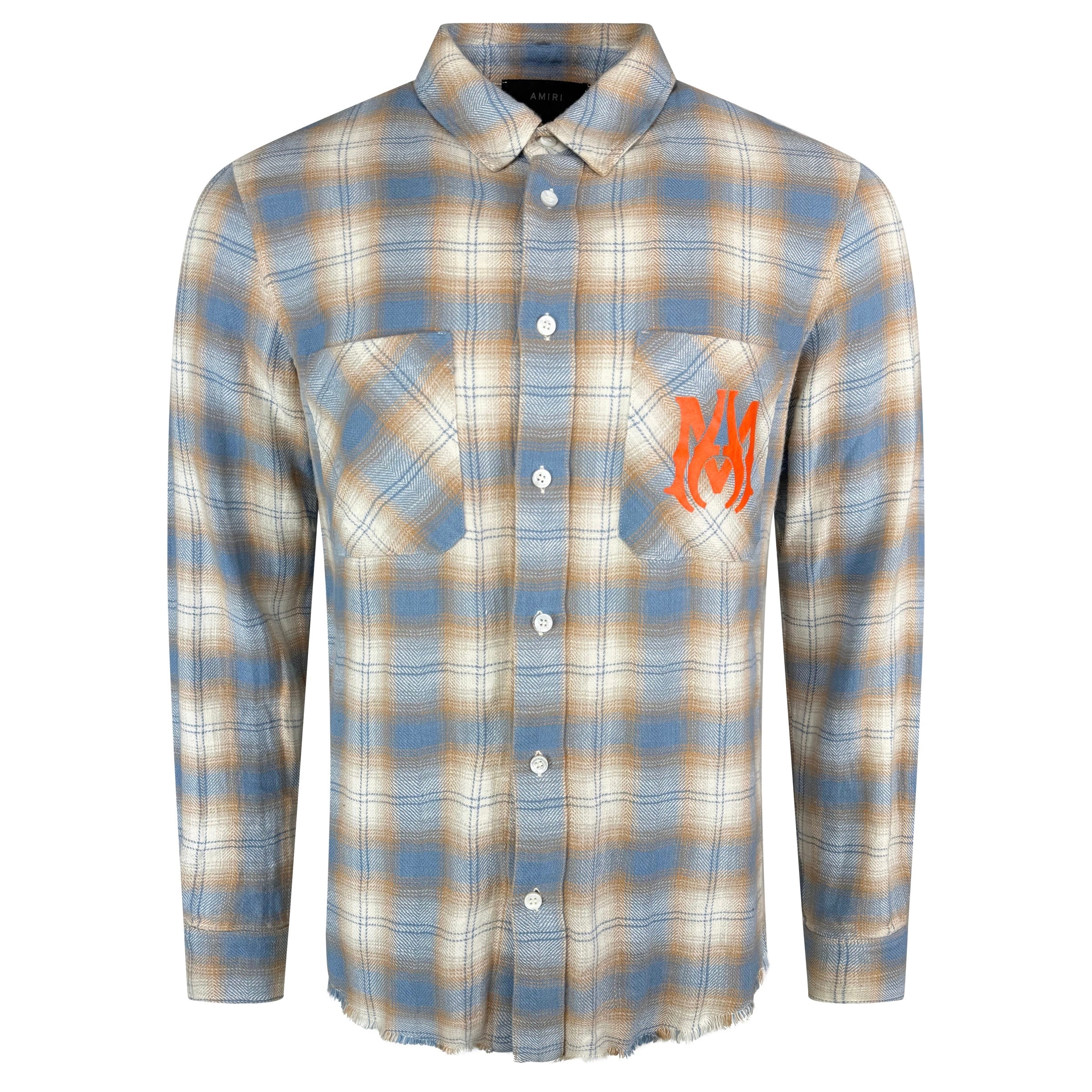 AMIRI BLUE / BEIGE CHECKED SHIRT - MEDIUM