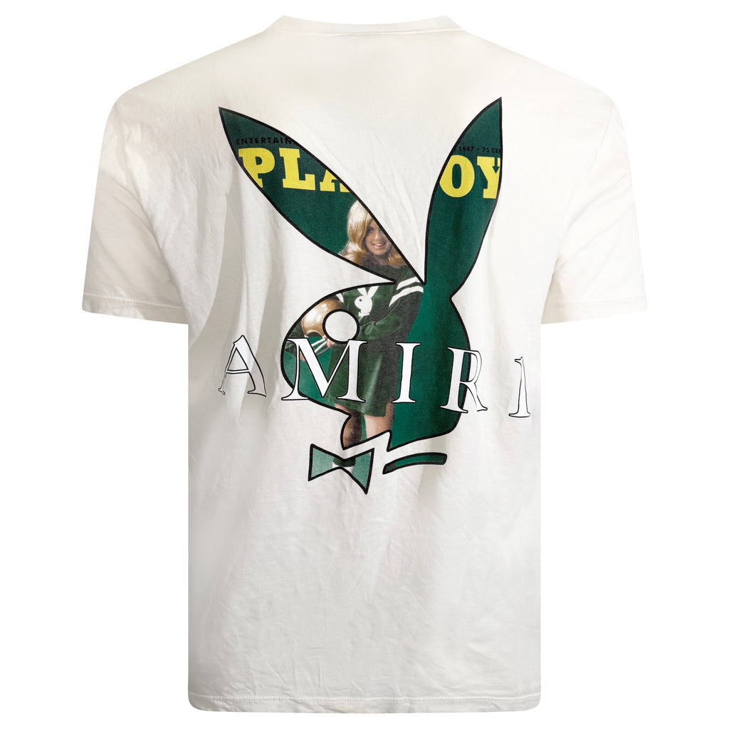 AMIRI BEIGE PLAYBOY LOGO T SHIRT - LARGE | PRE OWNED