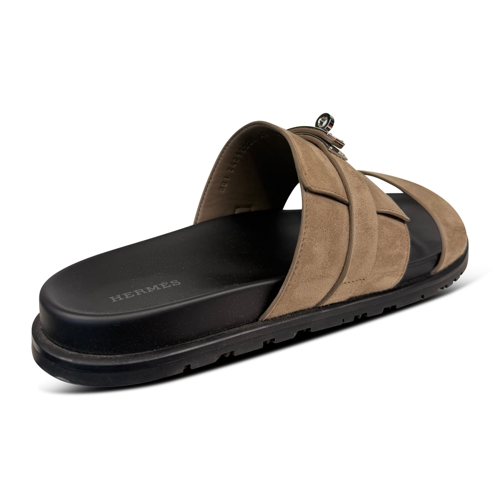 HERMES BROWN SUEDE JACKSON SANDAL - UK 9 | PRE OWNED