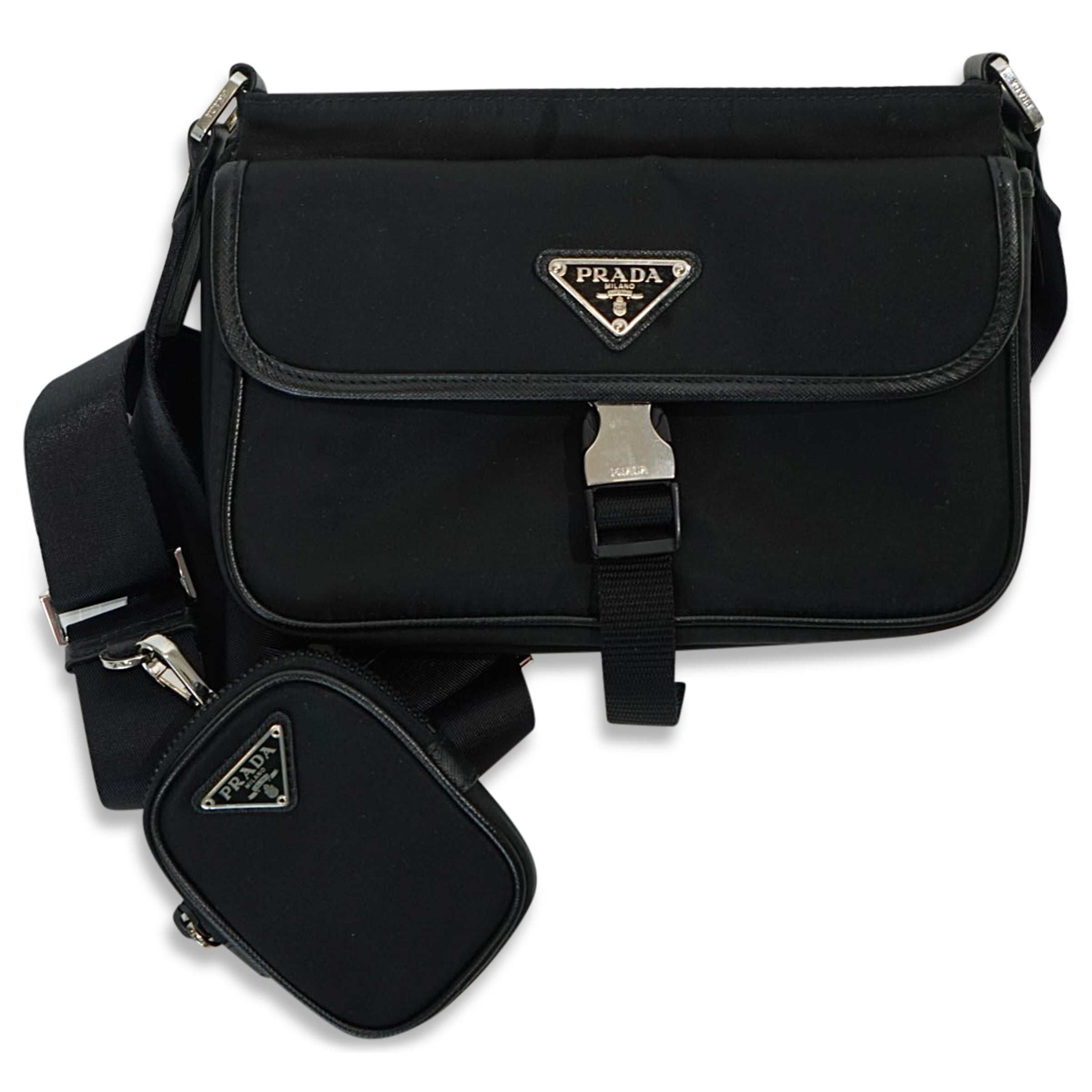 PRADA RE NYLON + SAFFIANO LEATHER MESSENGER | PRE OWNED