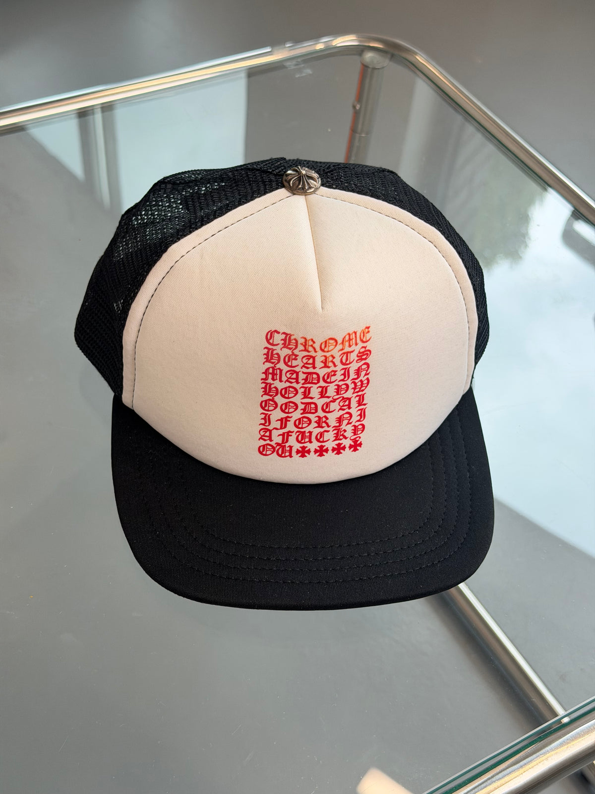 CHROME HEARTS EYECHART TRUCKER CAP | PRE OWNED