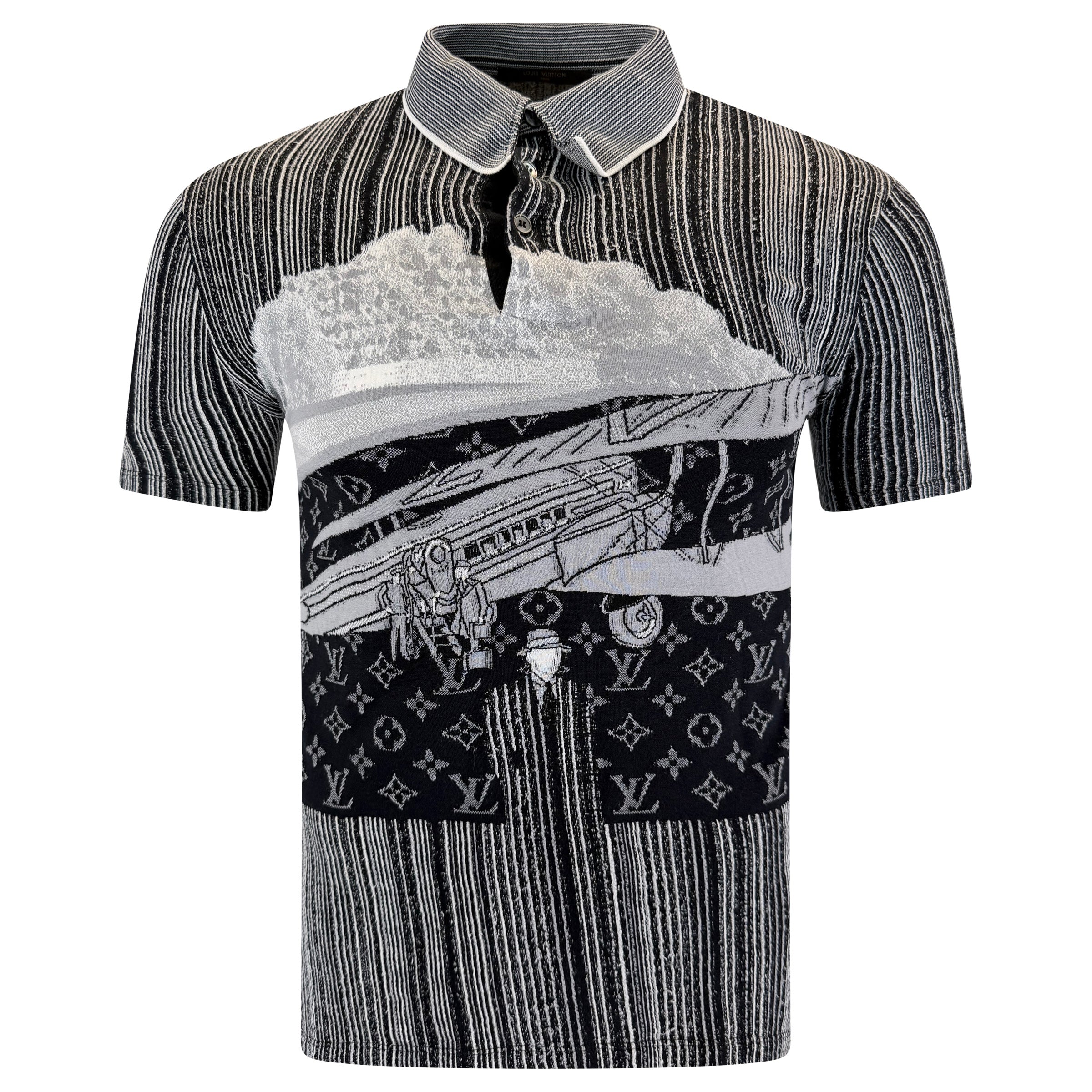 LOUIS VUITTON GREY NOUVEL HORIZON  POLO  - MEDIUM (Fits Small) | PRE OWNED