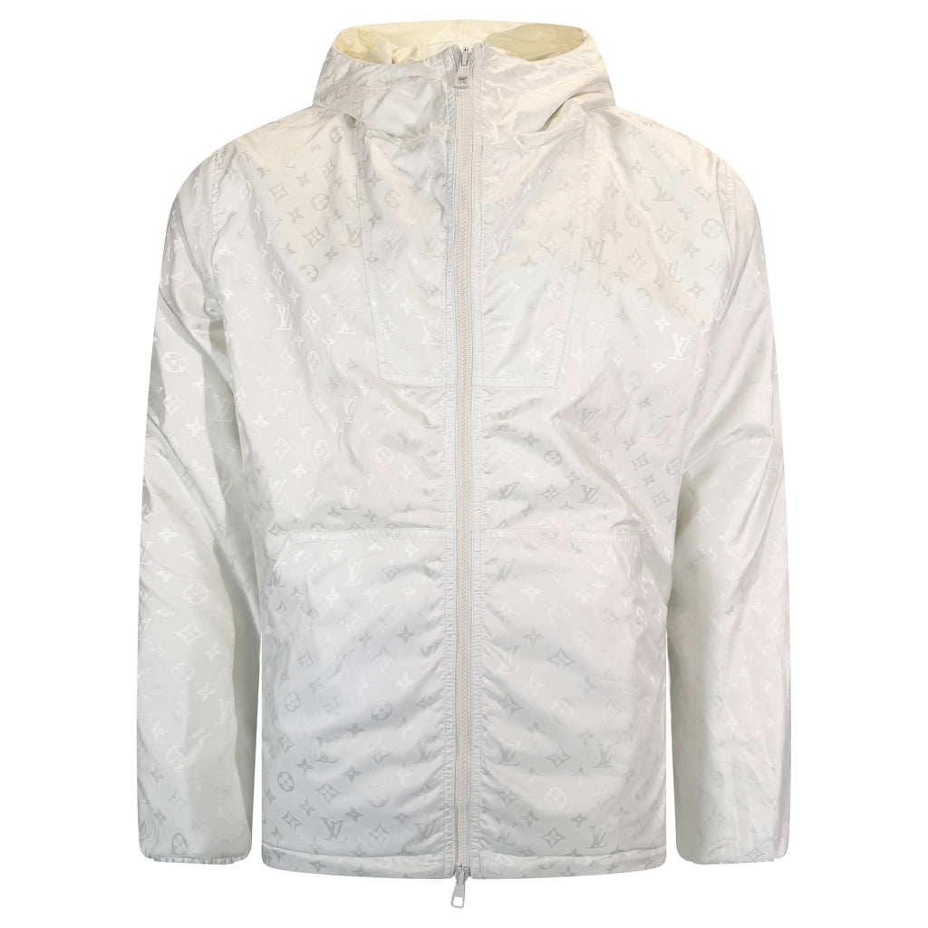 LOUIS VUITTON WHITE MONOGRAM WINDBREAKER JACKET - XXL (Fits XL) | PRE OWNED
