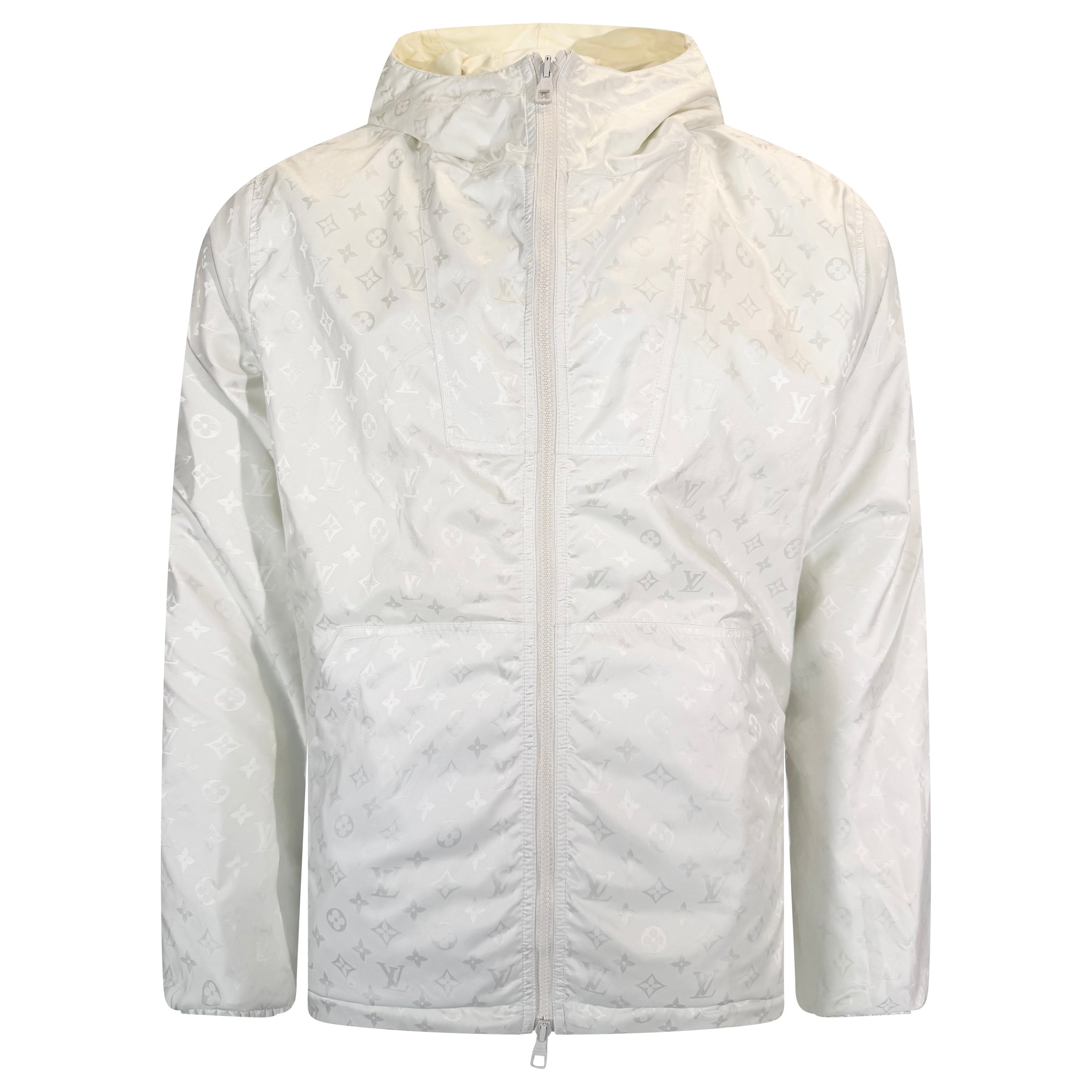 LOUIS VUITTON WHITE MONOGRAM WINDBREAKER JACKET - XXL (Fits XL) | PRE OWNED