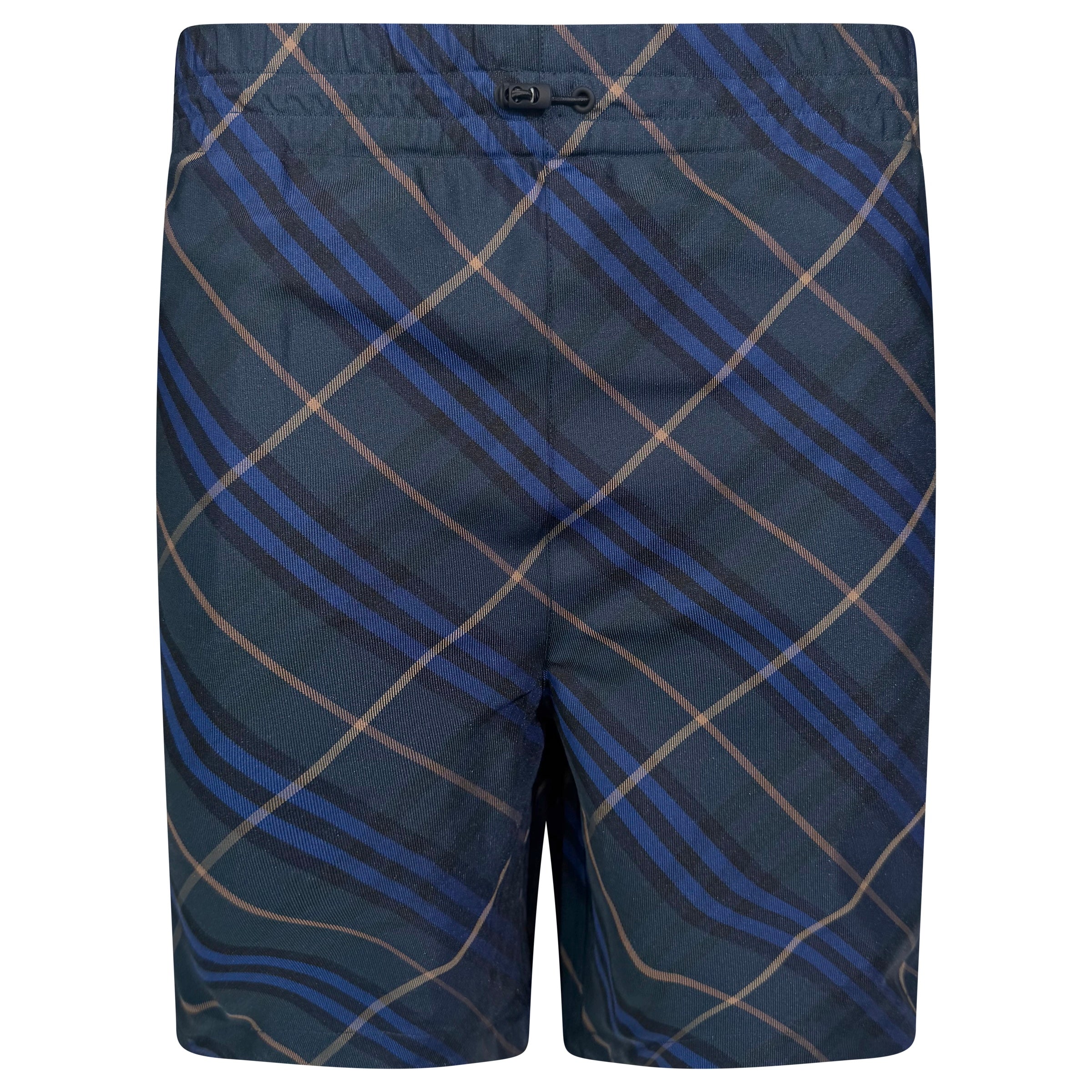 BURBERRY CHECKED SHORTS NAVY/GREEN - LARGE | PRE OWNED