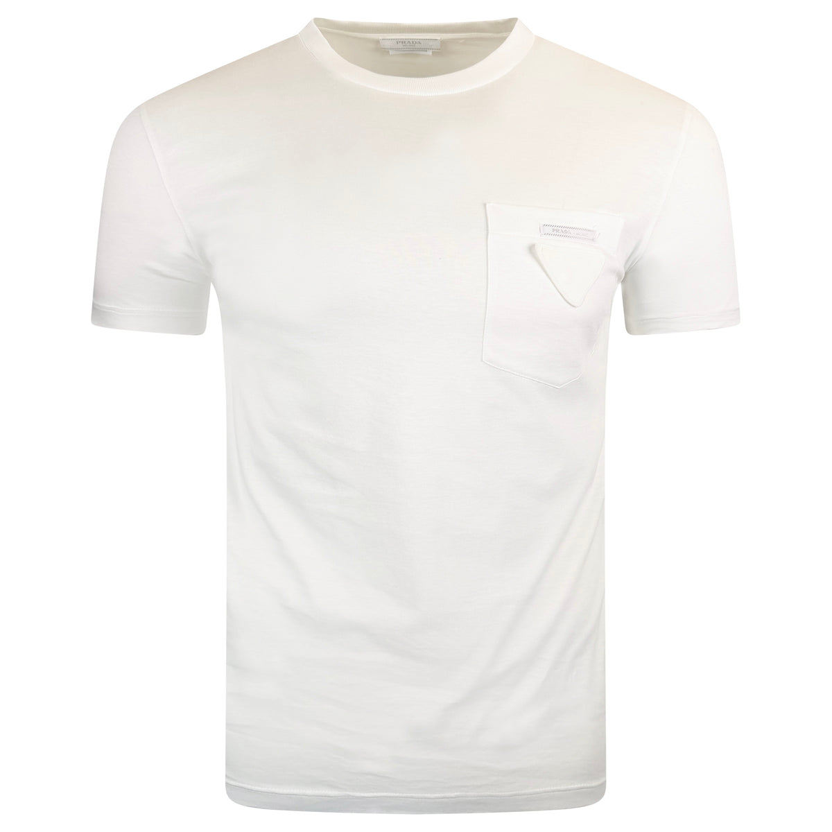 PRADA TRIANGLE BADGE T SHIRT WHITE - SMALL | PRE OWNED