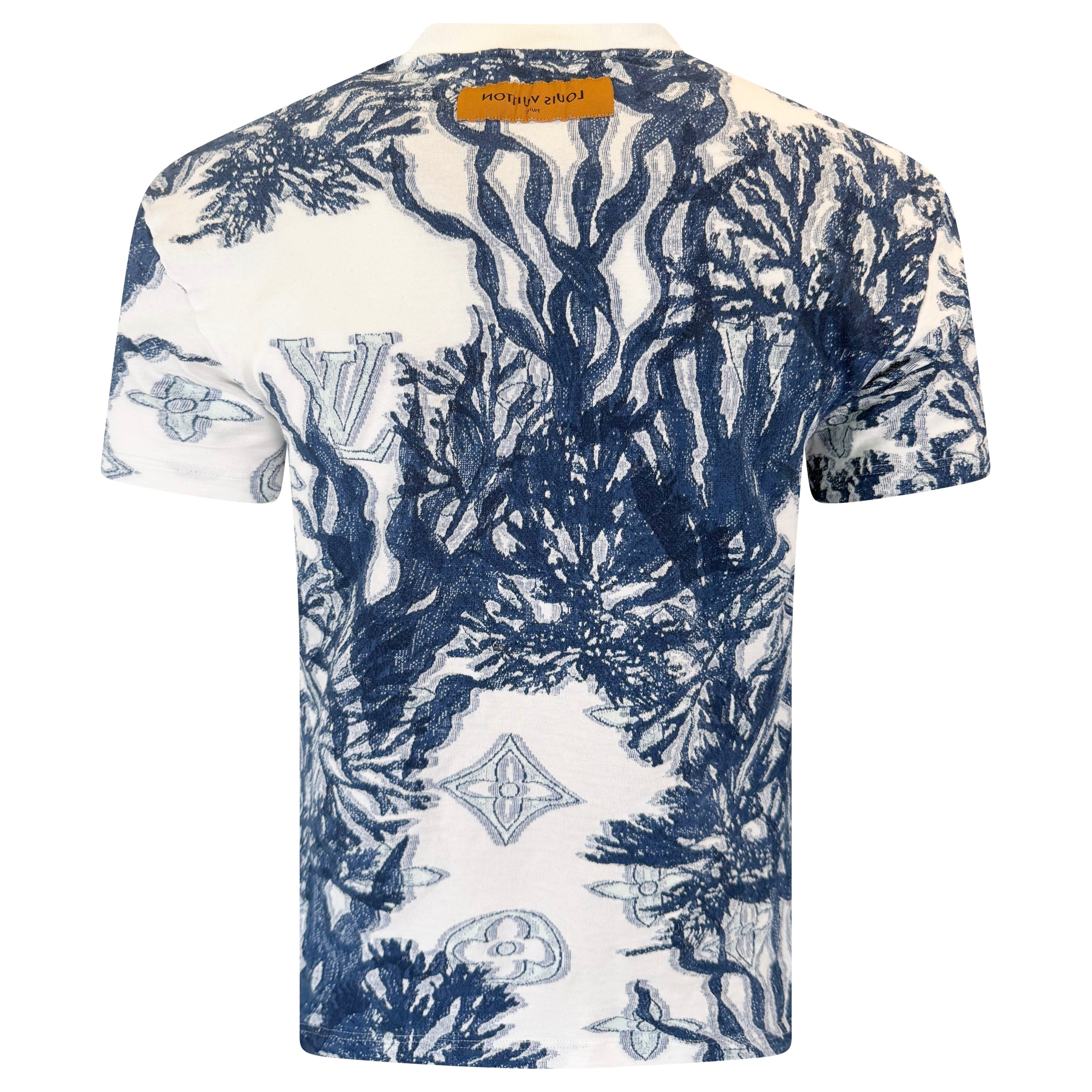LOUIS VUITTON BLUE AQUAGARDEN MONOGRAM T SHIRT - LARGE  (Fits Small) | PRE OWNED