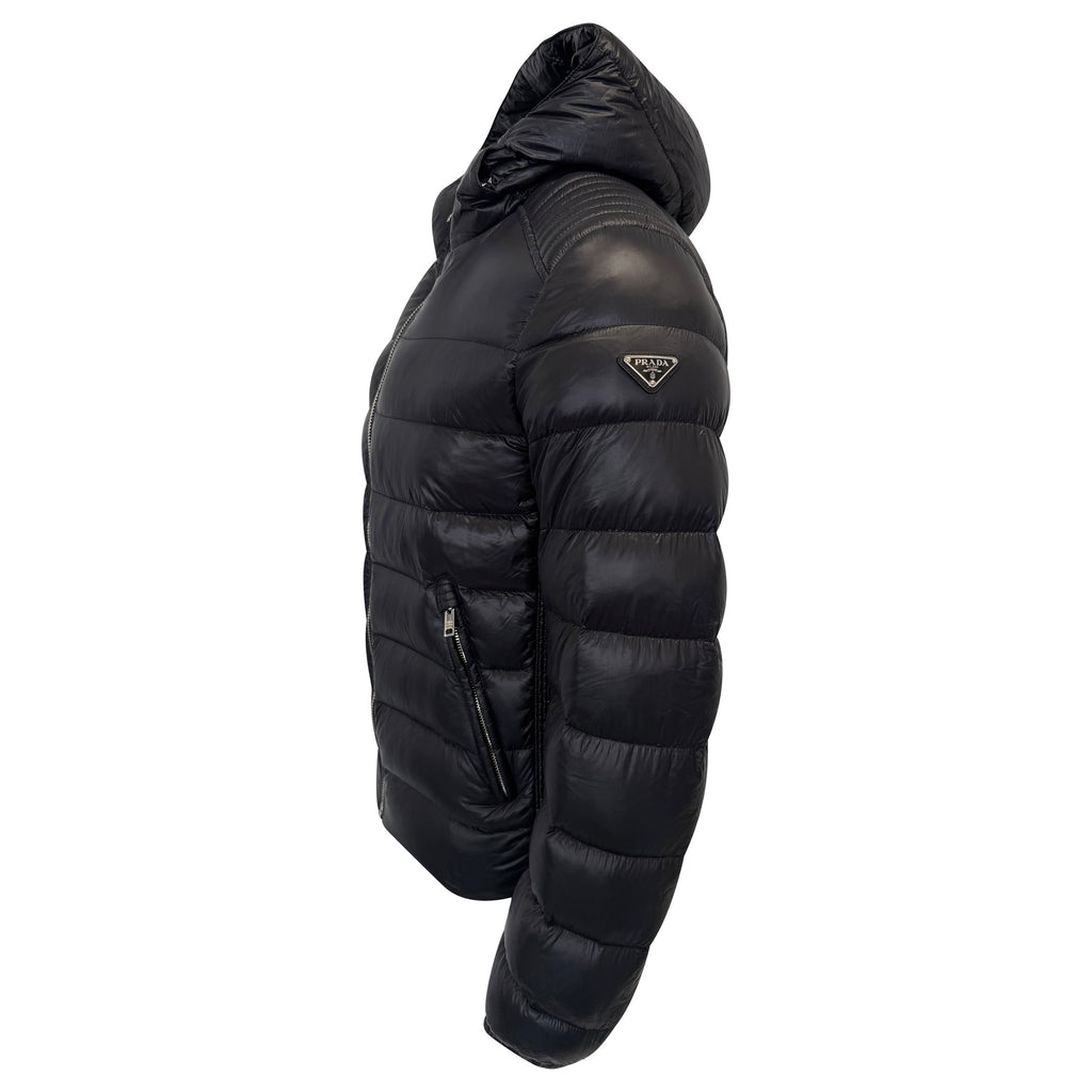 PRADA BLACK QUILTED PUFFER COAT - LARGE (FITS M)| PRE OWNED