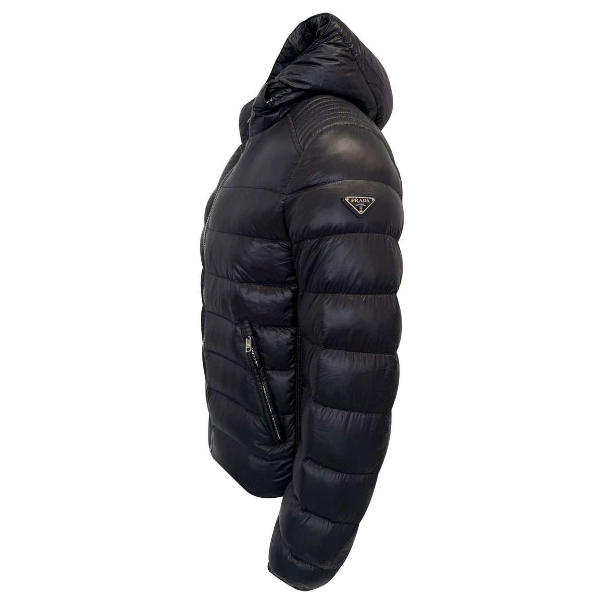 PRADA BLACK QUILTED PUFFER COAT - LARGE (FITS M)| PRE OWNED