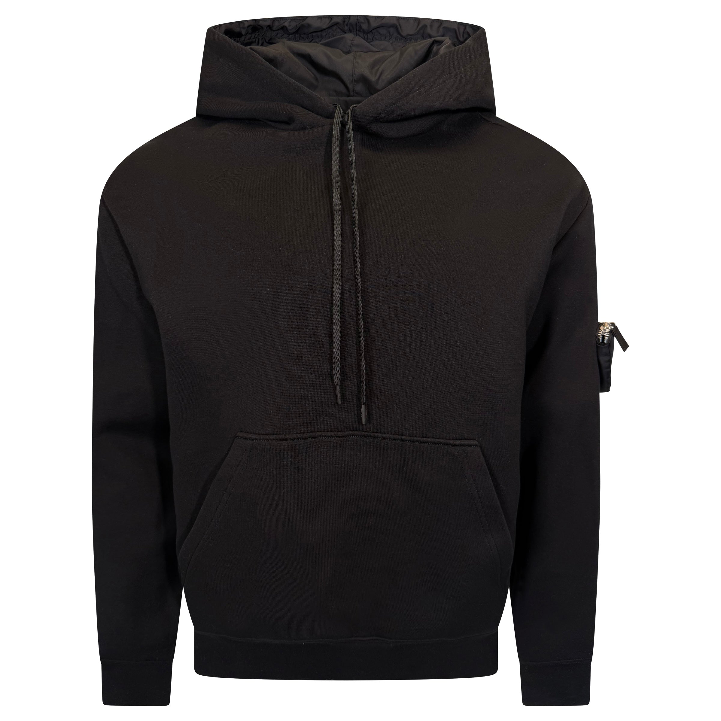 PRADA BLACK TRIANGLE ARM POCKET HOODIE - LARGE `(Fits XL) | PRE OWNED