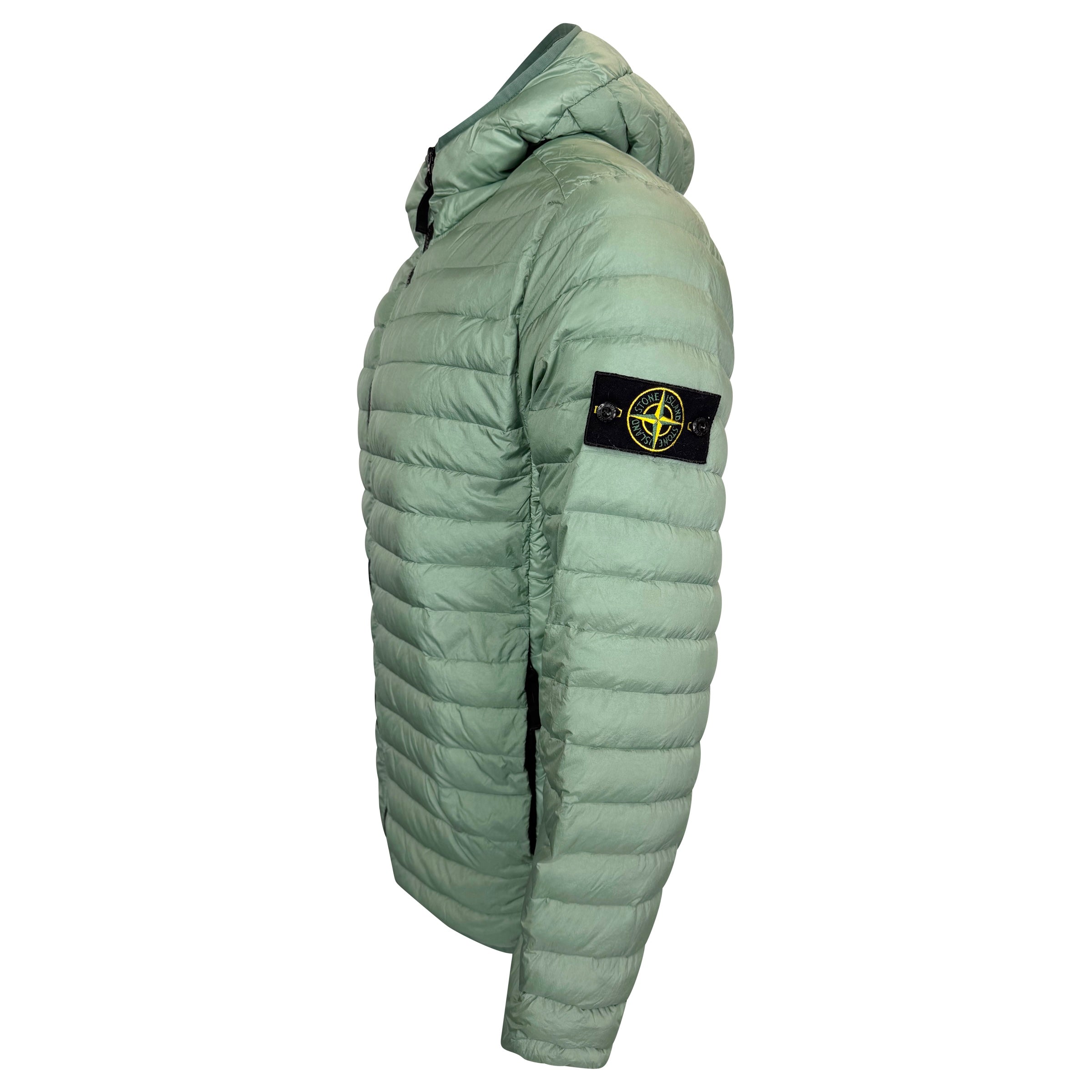 STONE ISLAND LIGHT GREEN QUILTED JACKET - LARGE