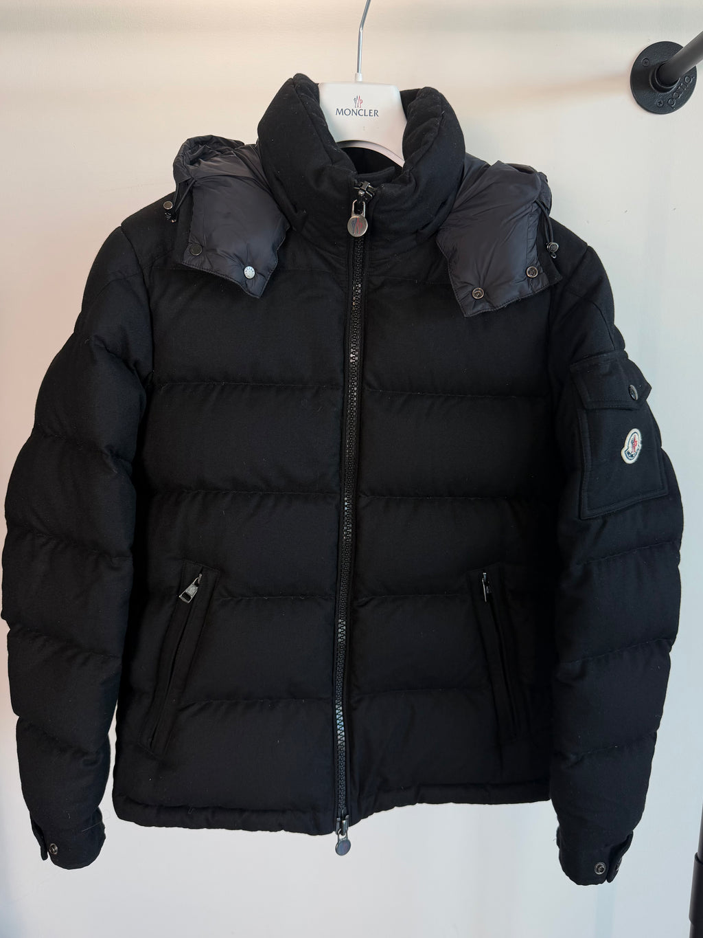 MONCLER MONTGENEVRE FLANNEL BLACKDOWN COAT - SIZE 2 (S) | PRE OWNED