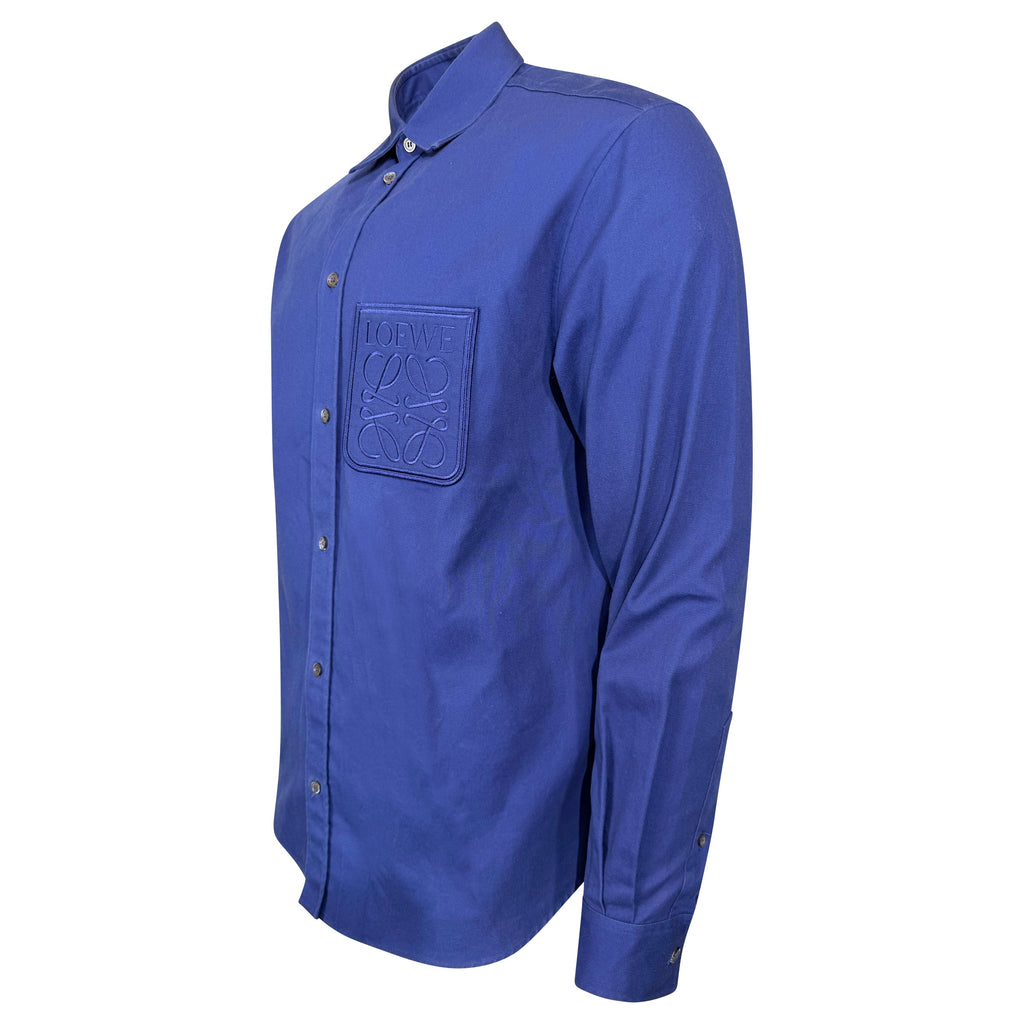 LOEWE NAVY ANAGRAM LONG SLEEVED SHIRT - LARGE | PRE OWNED