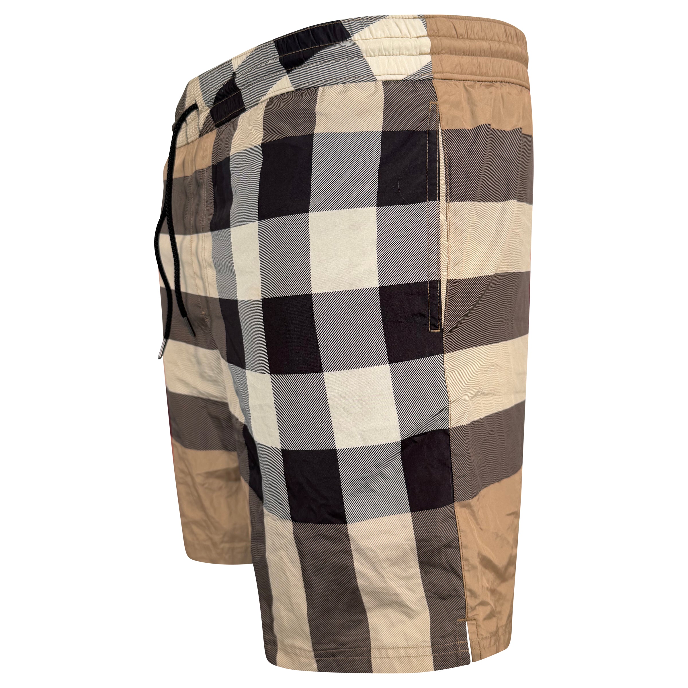 BURBERRY BEIGE CHECKED SWIM SHORTS - LARGE | PRE OWNED