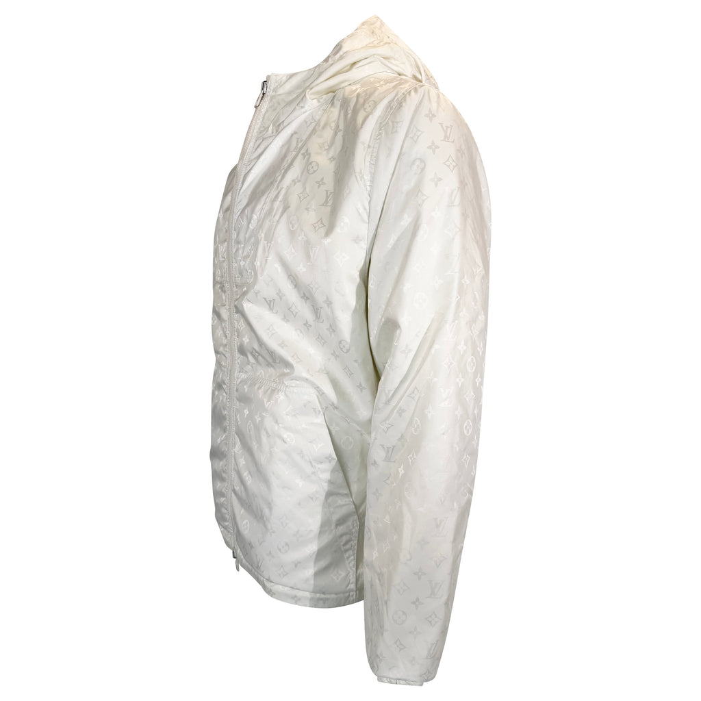 LOUIS VUITTON WHITE MONOGRAM WINDBREAKER JACKET - XXL (Fits XL) | PRE OWNED