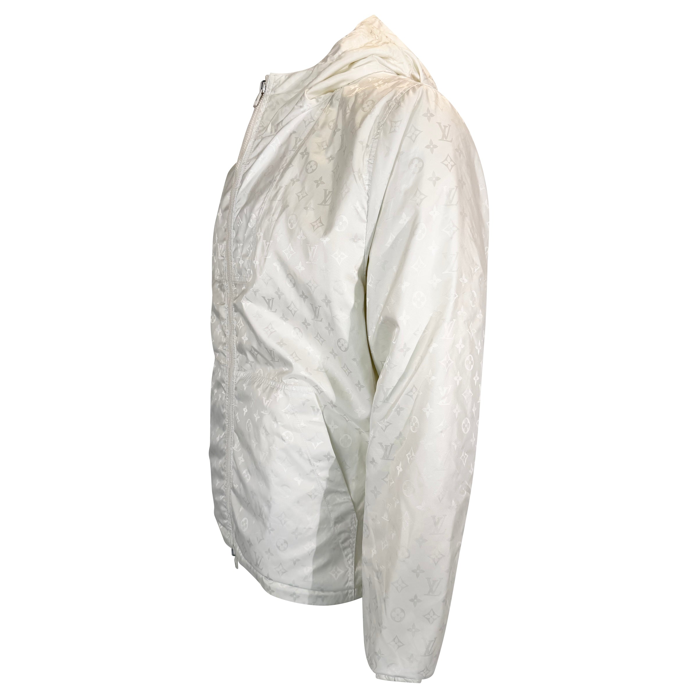 LOUIS VUITTON WHITE MONOGRAM WINDBREAKER JACKET - XXL (Fits XL) | PRE OWNED