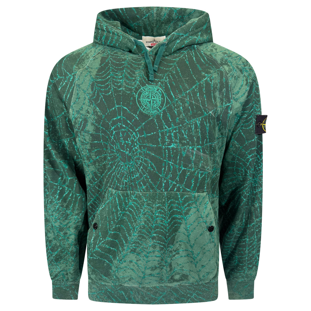 STONE ISLAND X SUPREME GREEN HOODIE - MEDIUM | PRE OWNED