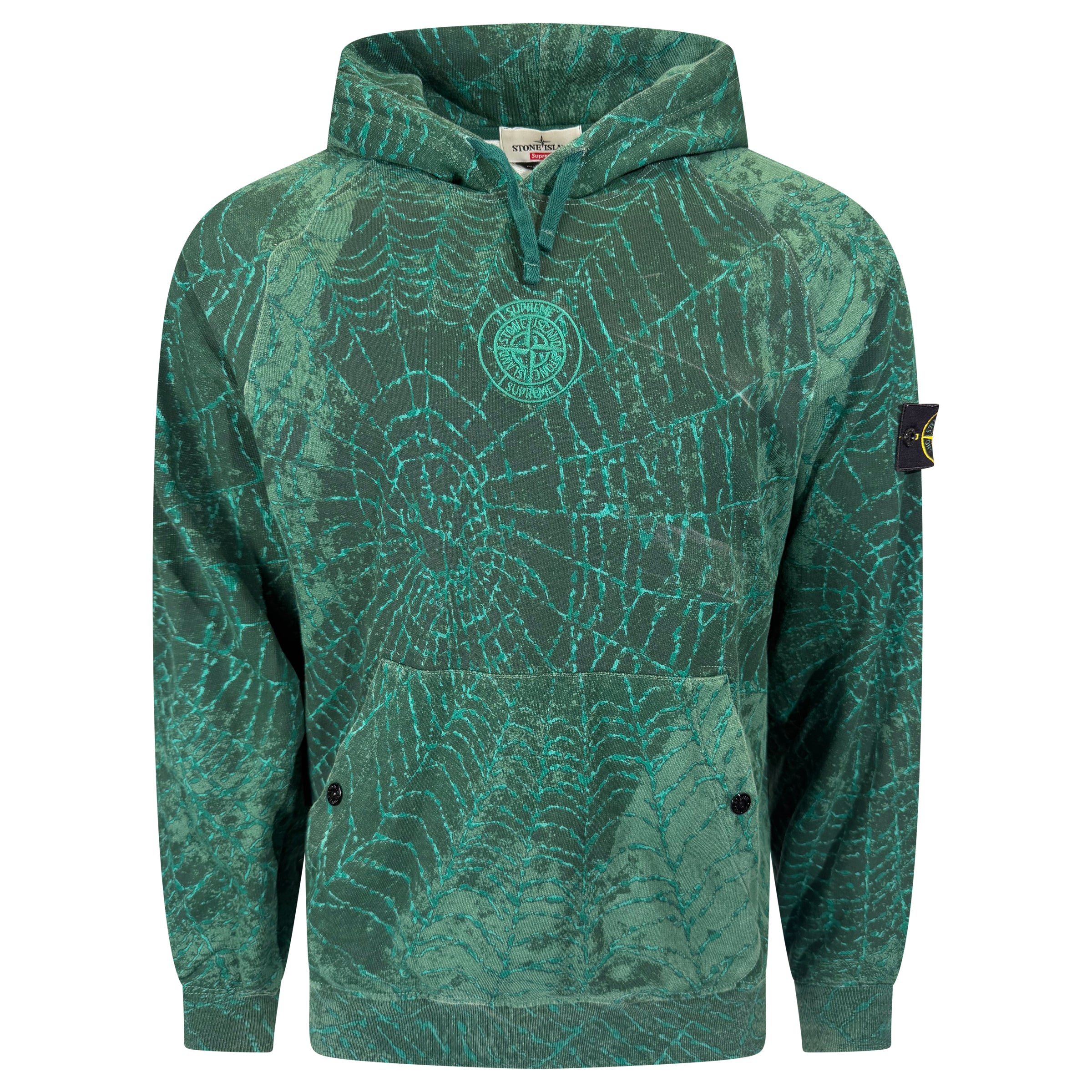 STONE ISLAND X SUPREME GREEN HOODIE - MEDIUM | PRE OWNED
