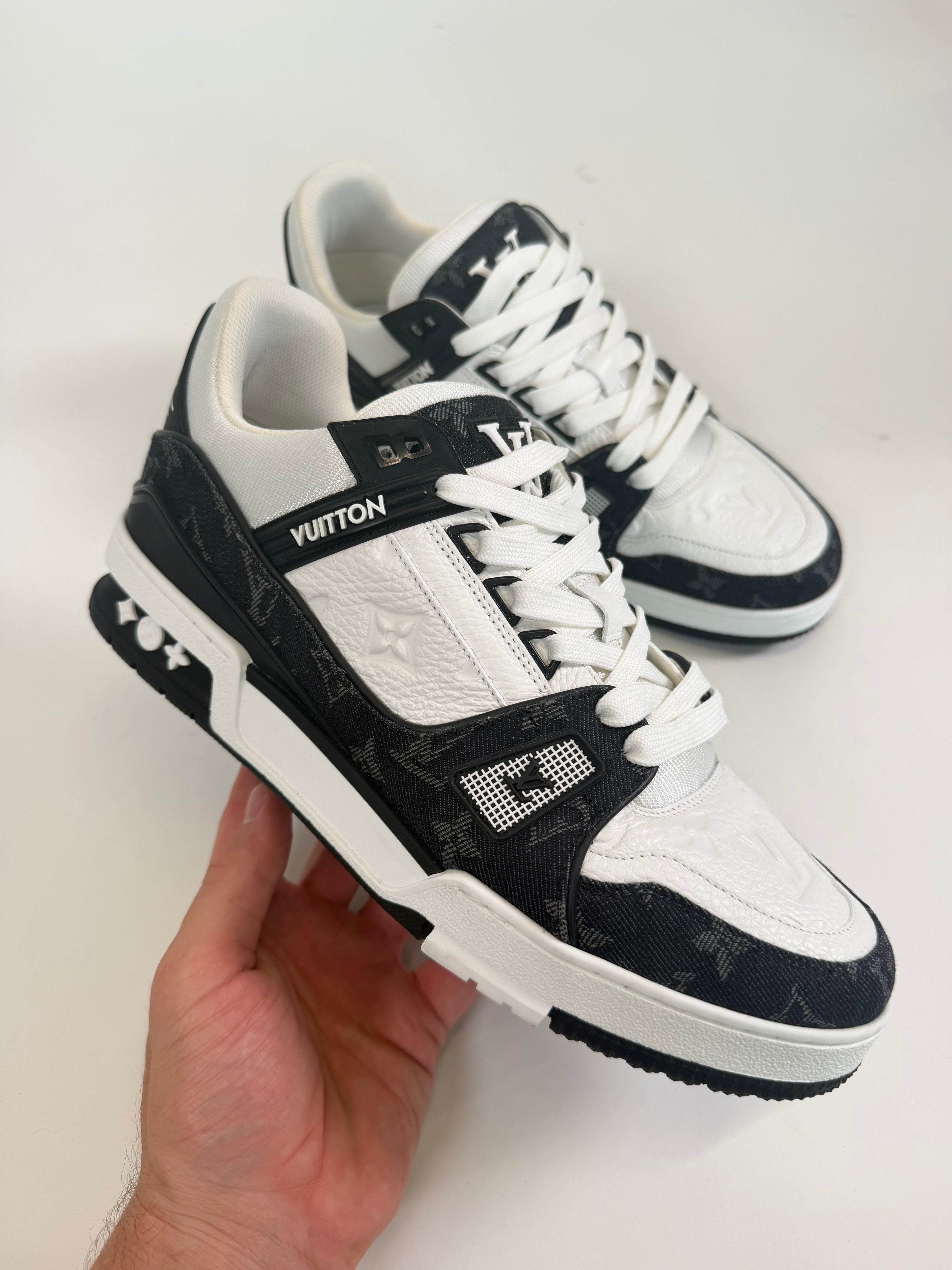LOUIS VUITTON BLACK DENIM TRAINER - UK 7 (Fit 8) | PRE OWNED