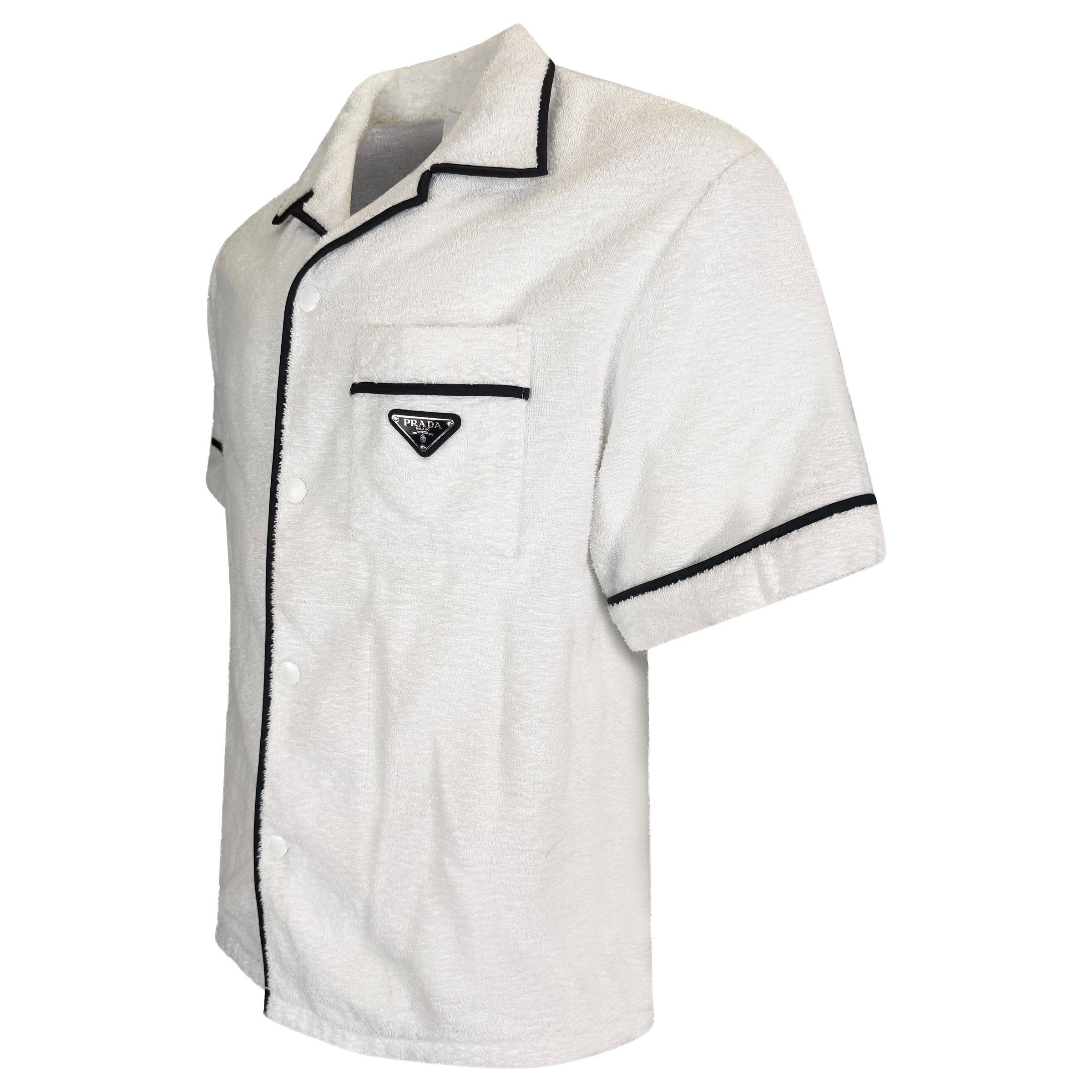 PRADA WHITE TOWELLING SHIRT - XXL (FITS XL) | PRE OWNED