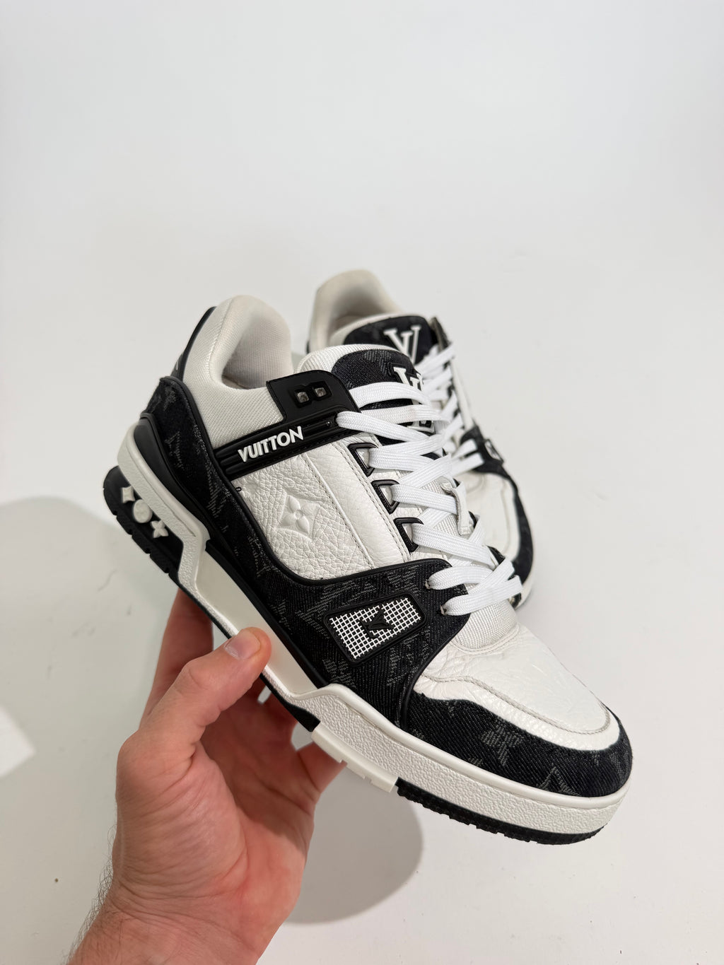 LOUIS VUITTON BLACK DENIM TRAINER - UK 6 (Fit 7) | PRE OWNED