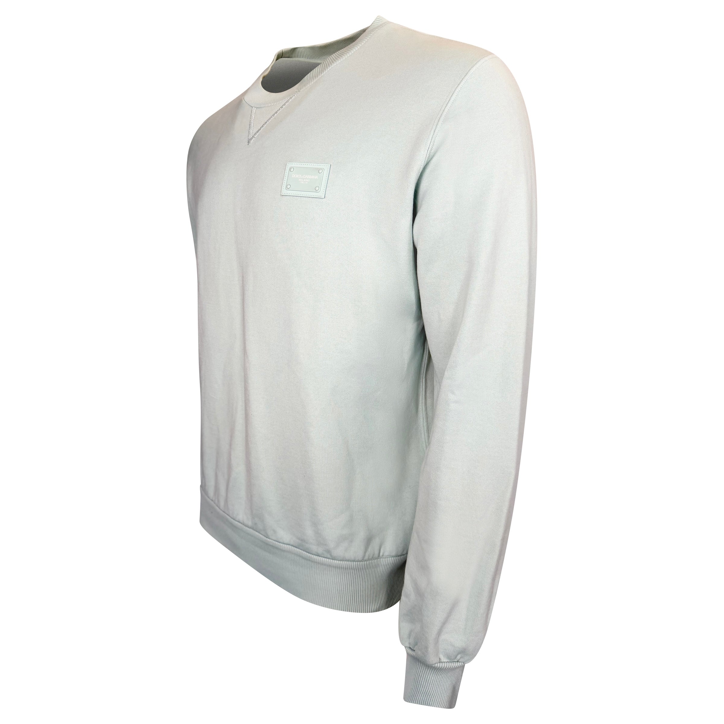 DOLCE AND GABBANA MINT GREEN PLAQUE SWEATSHIRT - XL (Fits L)