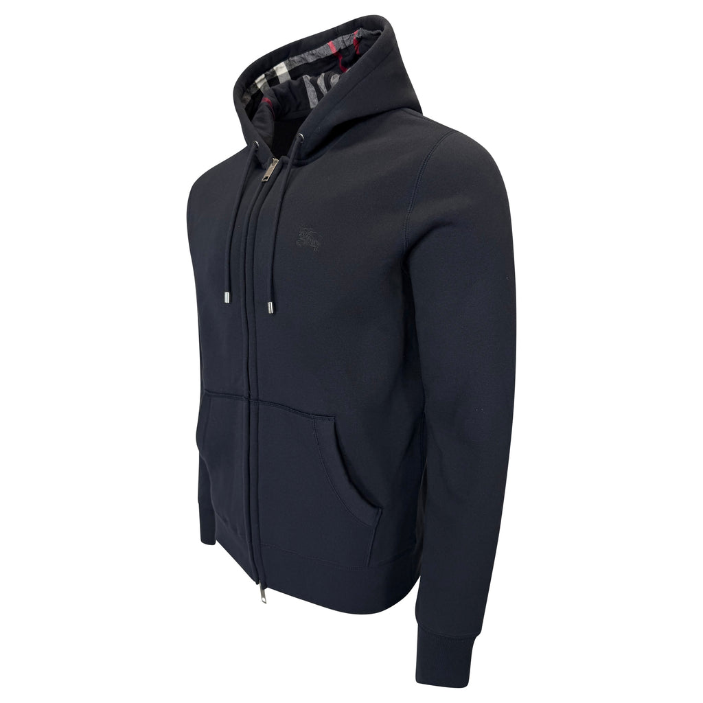 BURBERRY NAVY CHECKED HOODIE - LARGE | NEW