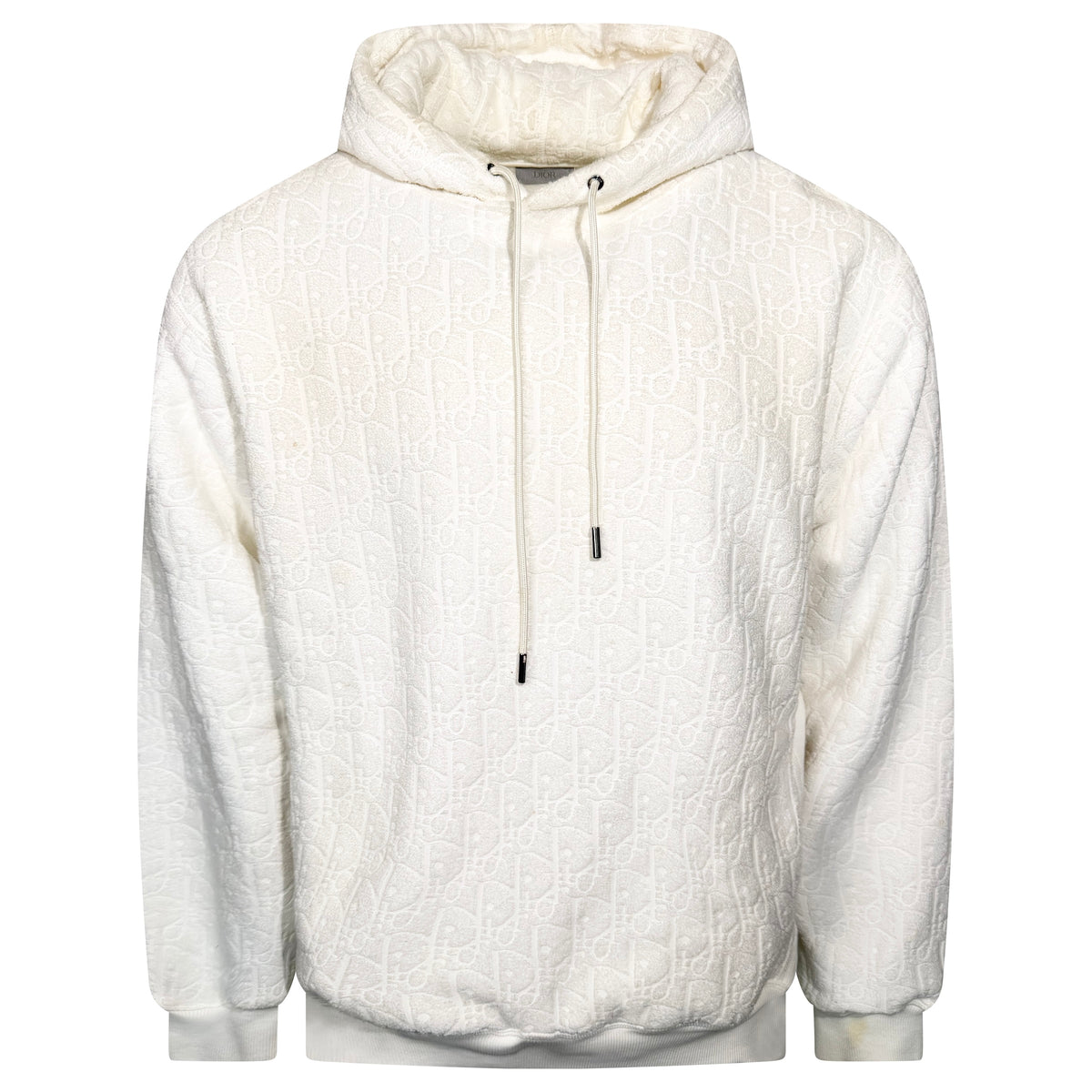 DIOR OBLIQUE JACQUARD HOODIE WHITE - XXL| PRE OWNED