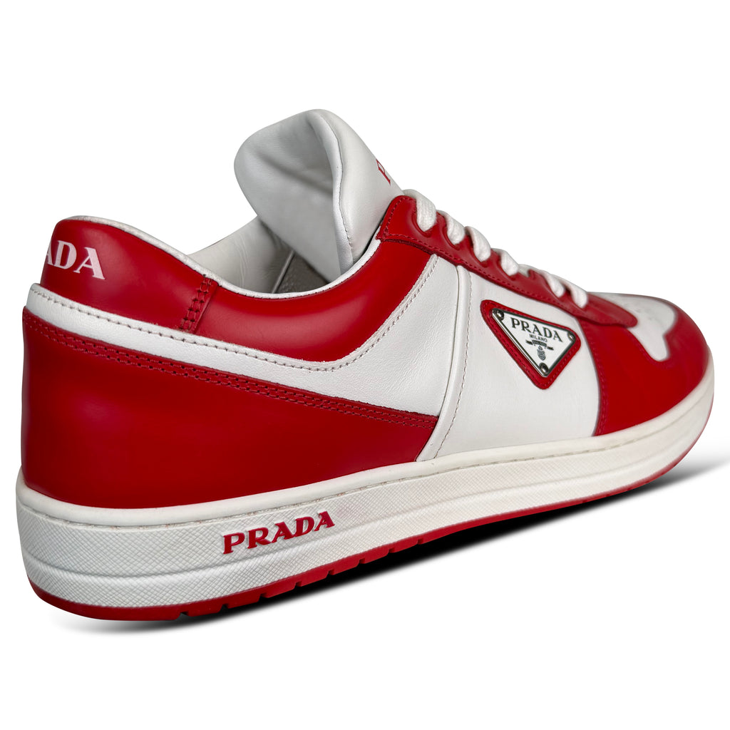 PRADA DOWNTOWN TRAINERS WHITE / RED - UK 8 (Fits 9) | PRE OWNED