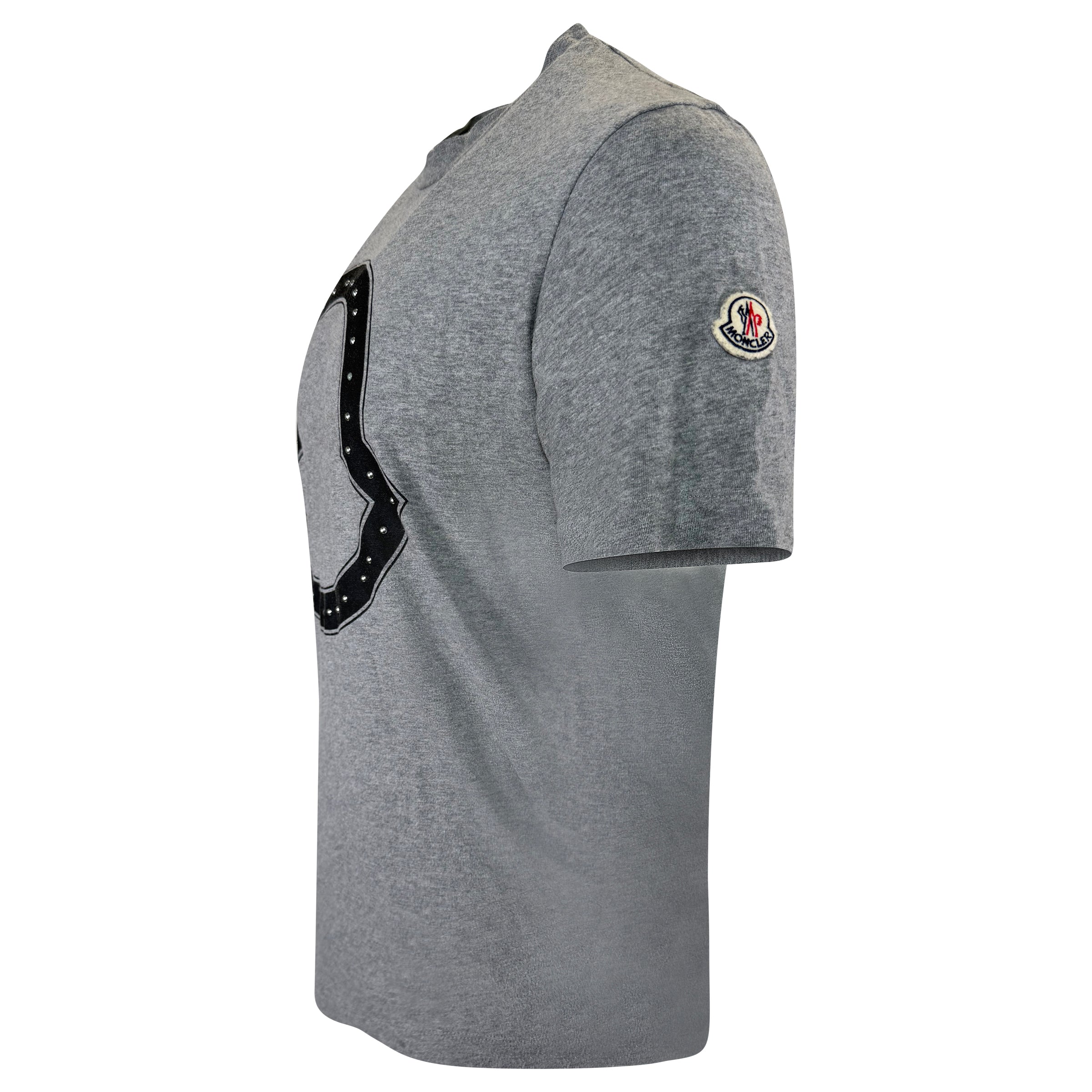 MONCLER GREY LOGO T SHIRT - LARGE