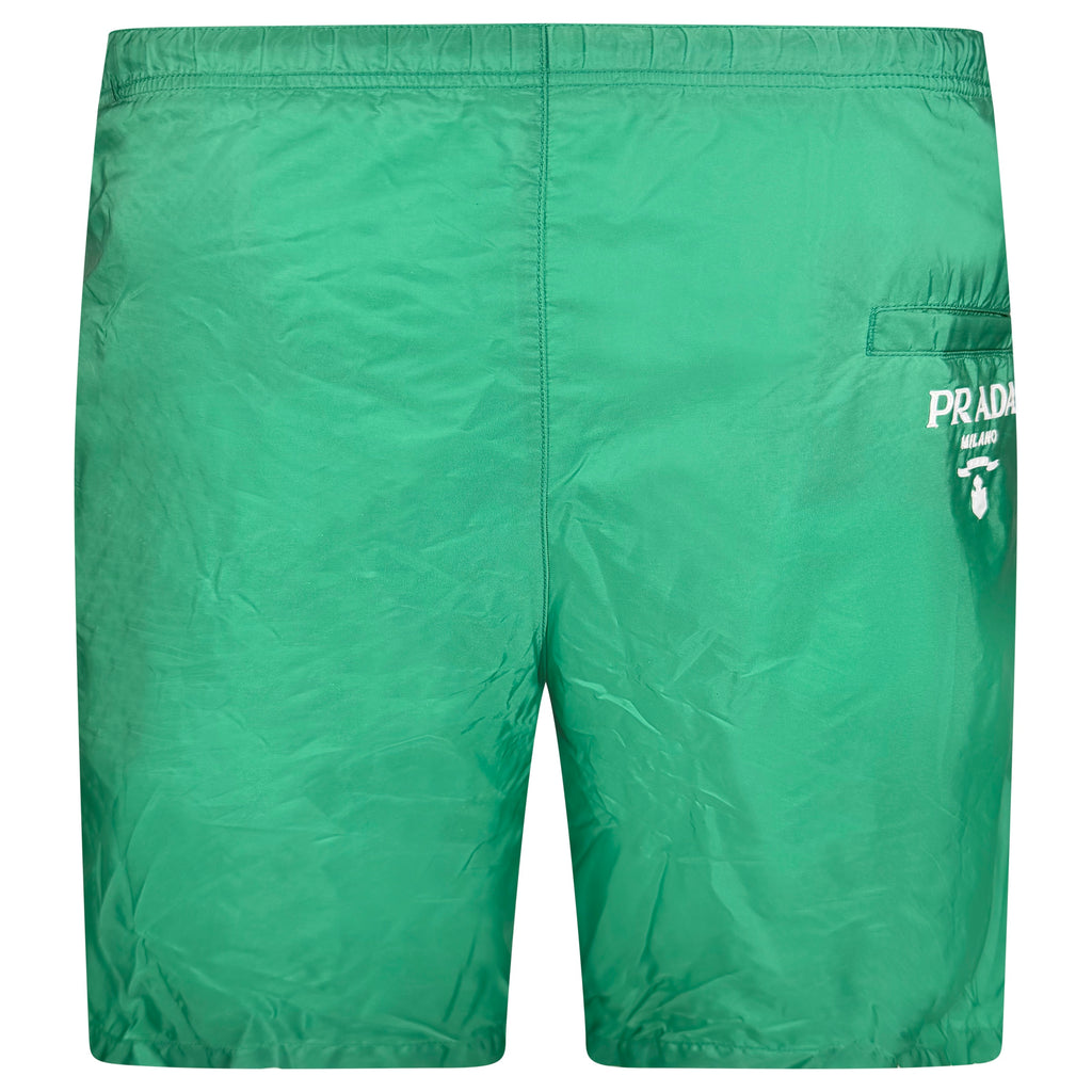 PRADA GREEN LOGO SWIM SHORTS - LARGE (34W) | PRE OWNED