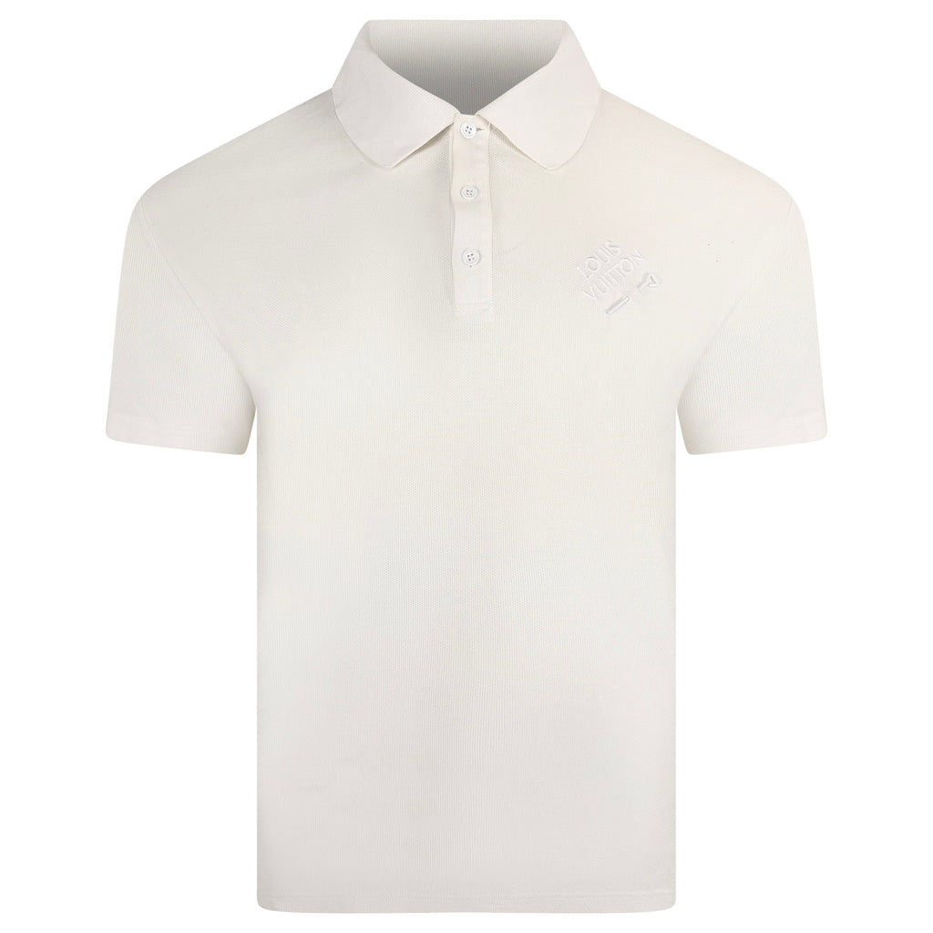 LOUIS VUITTON WHITE SIGNATURE PIN POLO - MEDIUM