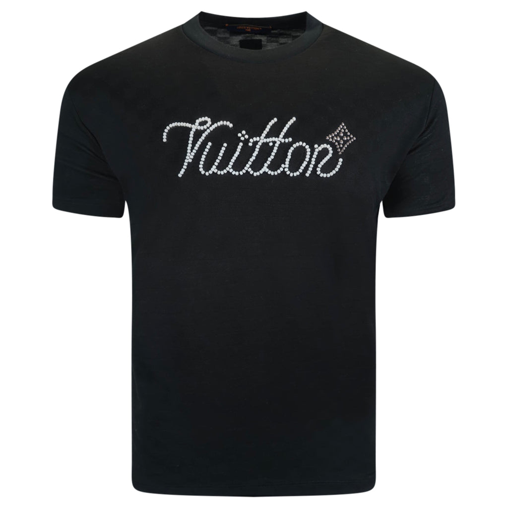 LOUIS VUITTON BLACK EMBELLISHED T SHIRT - SMALL | PRE OWNED
